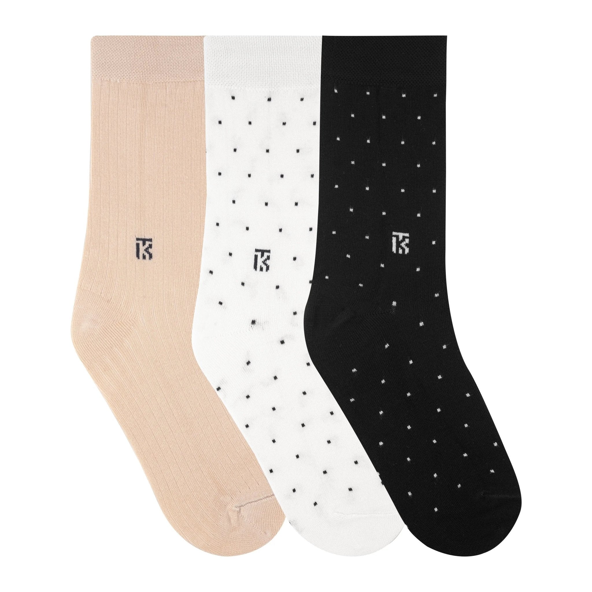 socks combo (3) | Beige Comfort, White + Navy Blue Dots, Black + White DotsKikitoes