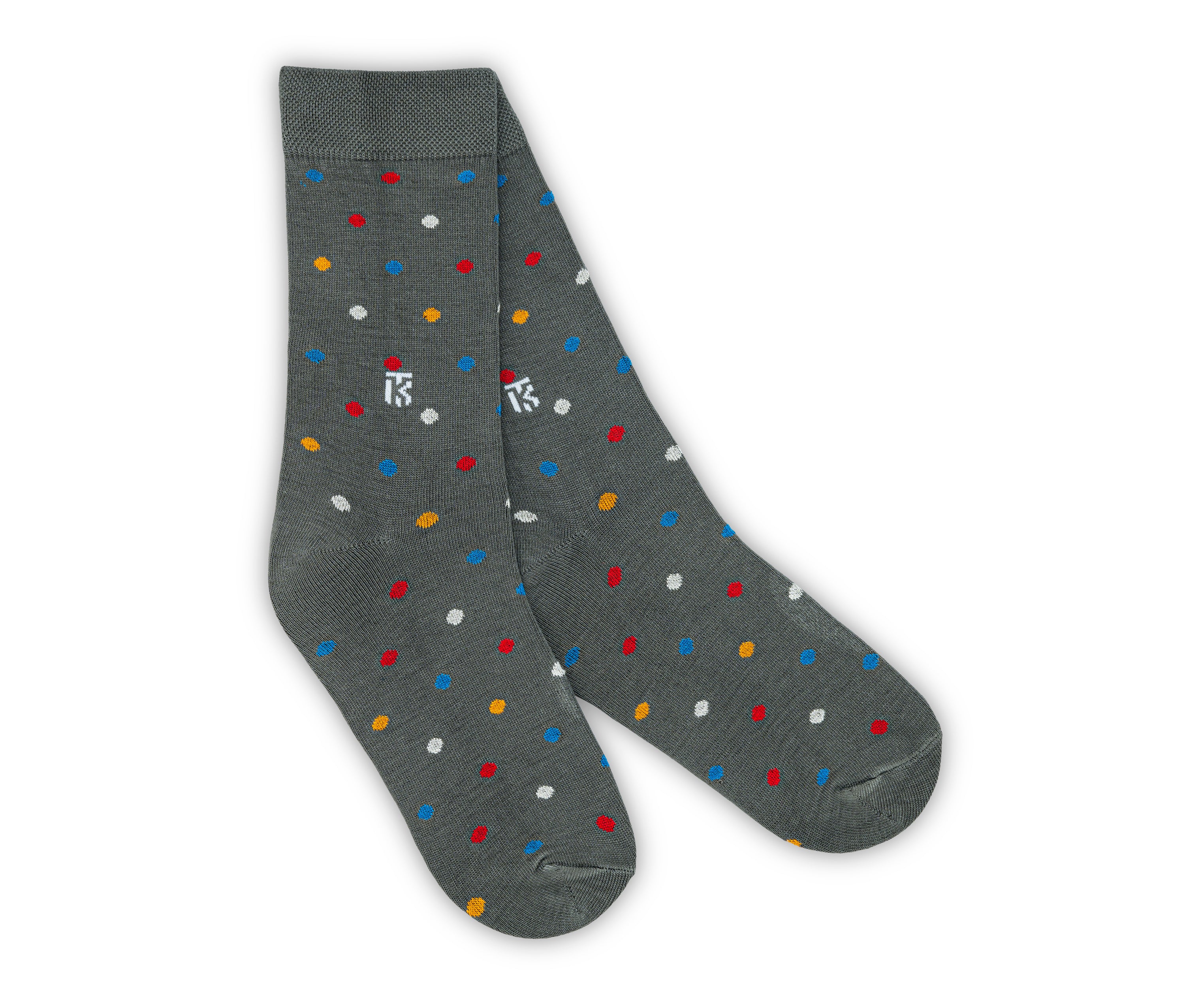 Kikitoes Polka Dot & Stripe Bamboo Socks – Stylish Grey with White, Yellow, Royal Blue, Red Polka Dots, Navy Blue with Red, White, Tan, Light Green Polka Dots & Black with Yellow, Red, Orange, Purple Polka Dots Socks for Daily Wear & Sports (Pack of 3)