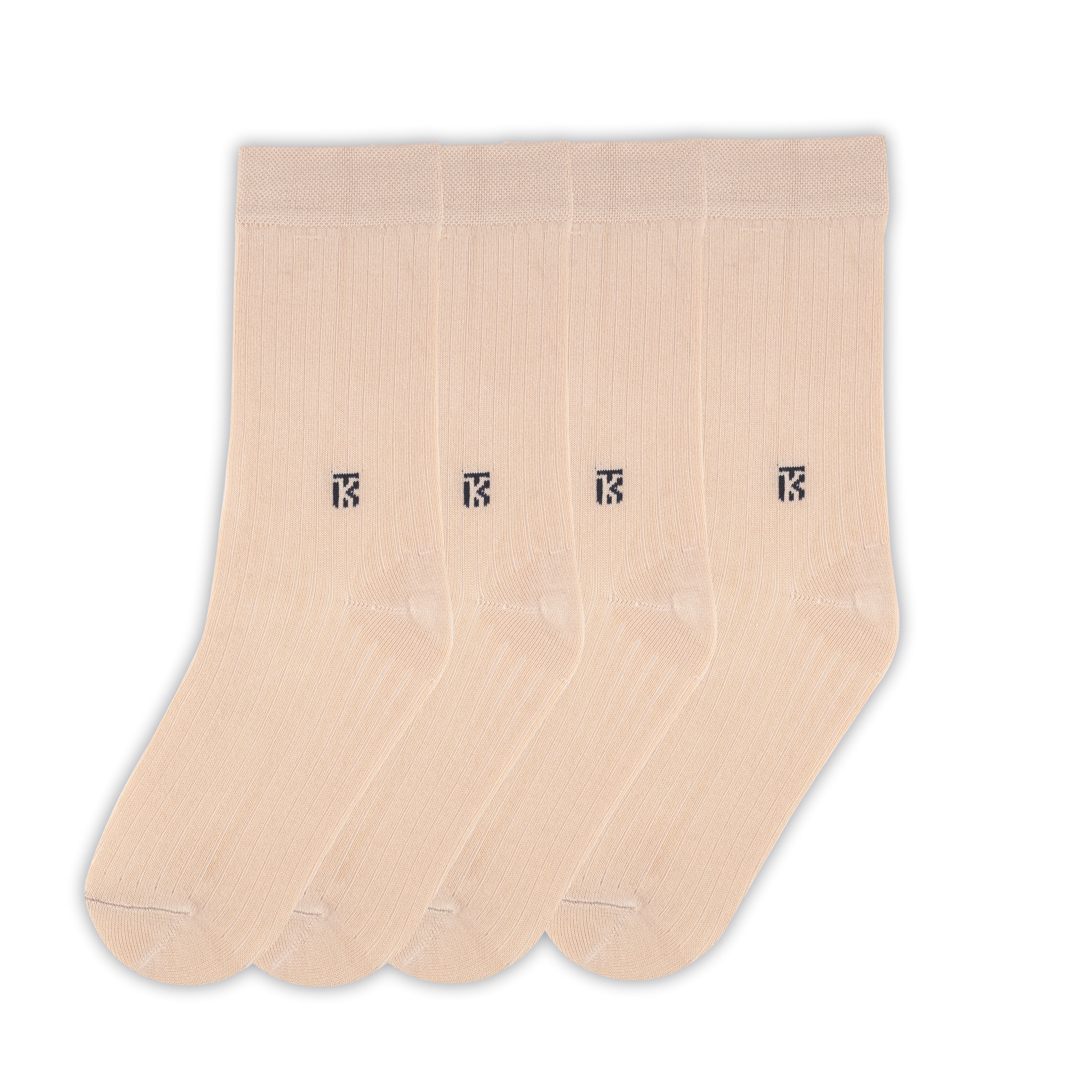 Bamboo Socks Pair | Kikitoes Crew Length Socks | Beige Solid Colour Socks for Men | KIKI0053