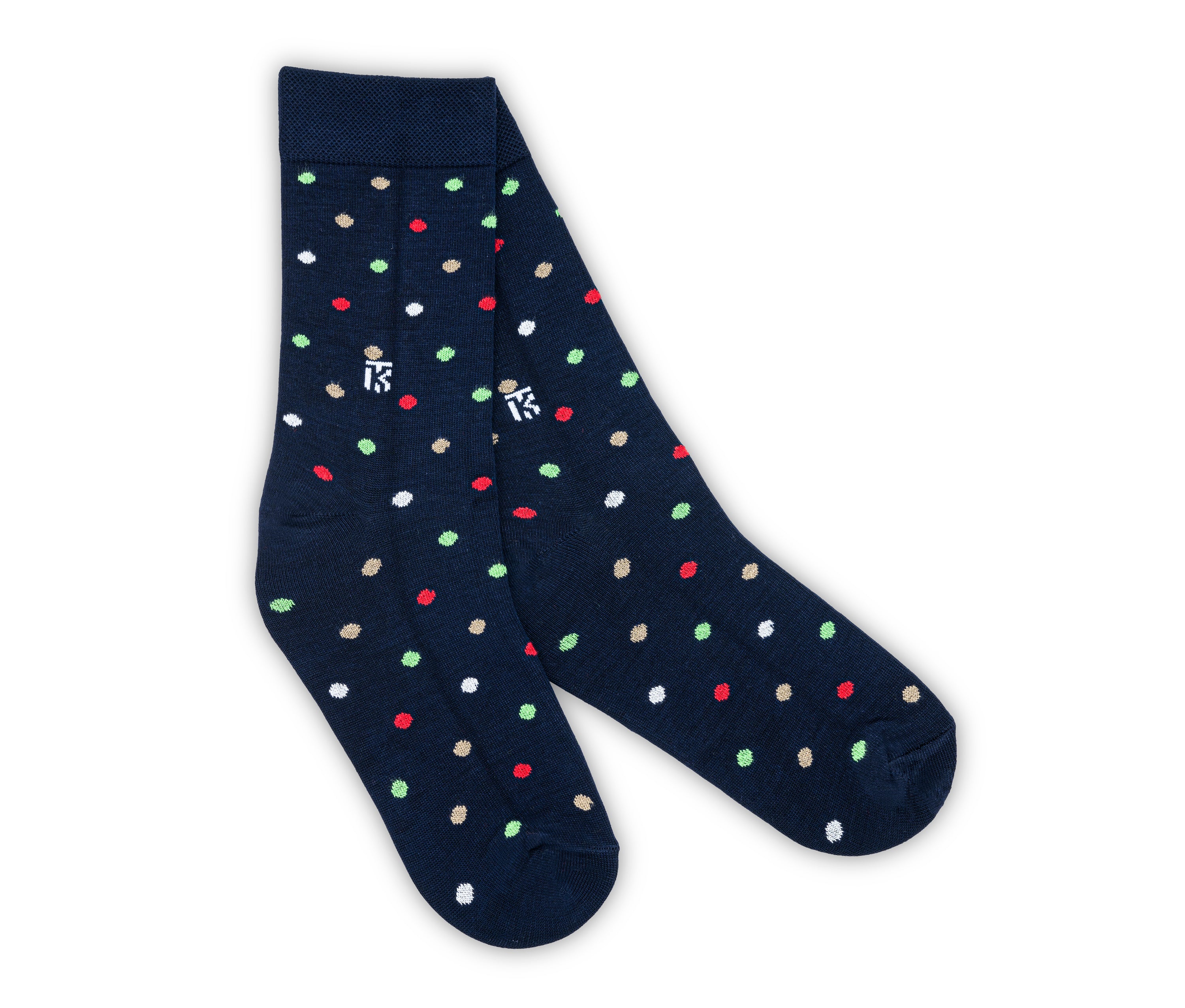 Kikitoes Polka Dot & Stripe Bamboo Socks – Stylish Grey with White, Yellow, Royal Blue, Red Polka Dots, Navy Blue with Red, White, Tan, Light Green Polka Dots & Black with Yellow, Red, Orange, Purple Polka Dots Socks for Daily Wear & Sports (Pack of 3)