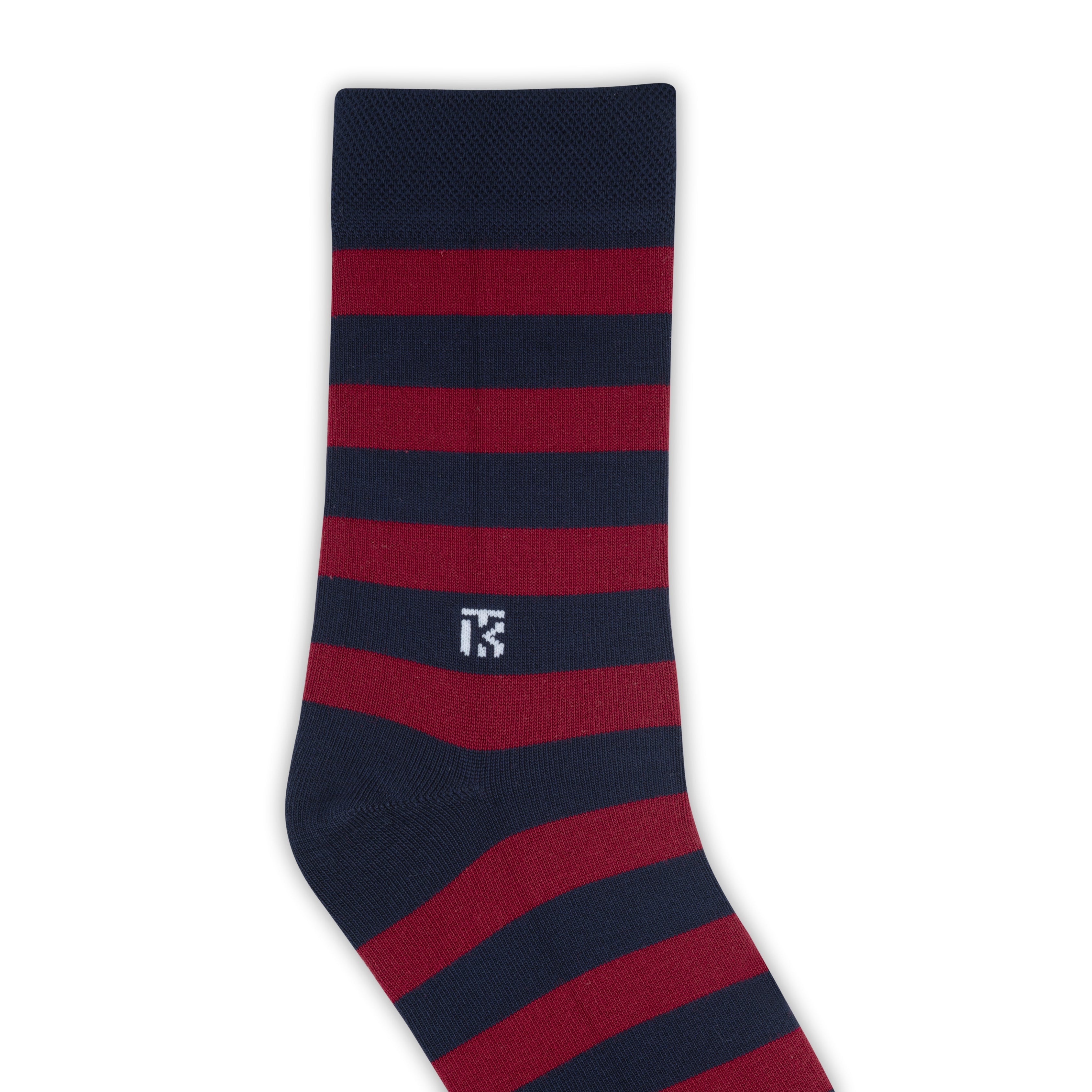 Bamboo Socks Pair | Kikitoes Crew Length Socks | Navy Blue Colour with Red Stripes Socks for Men | KIKI007