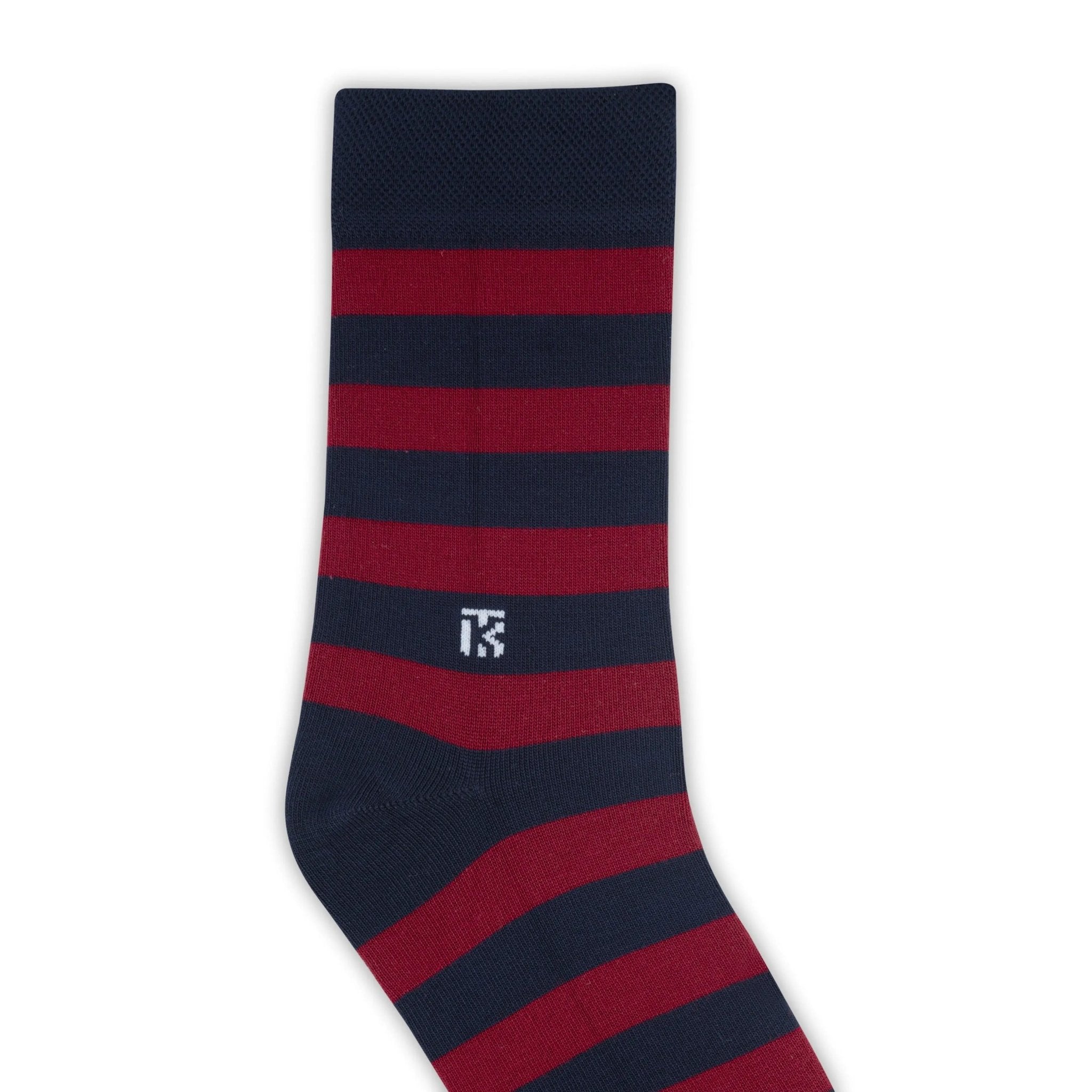 KIKITOES BAMBOO MEN CREW SOCKS | Classic Stripes | Navy Blue with Red StripesKikitoes