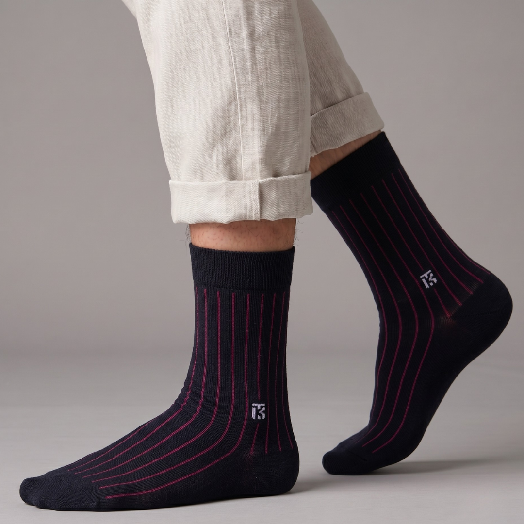 KIKITOES BAMBOO MEN CREW SOCKS | Merlot Rib