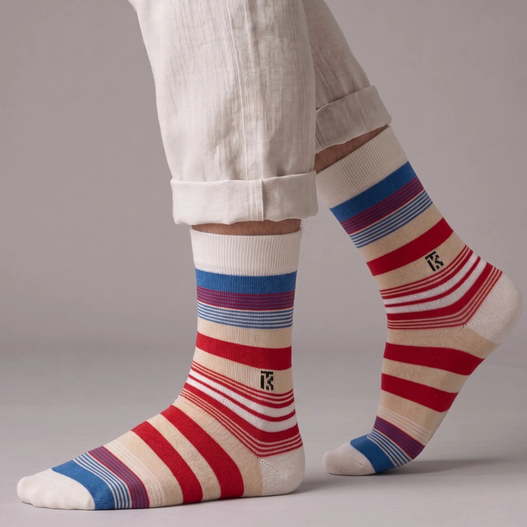 KIKITOES BAMBOO MEN CREW SOCKS | Fusion Stripe