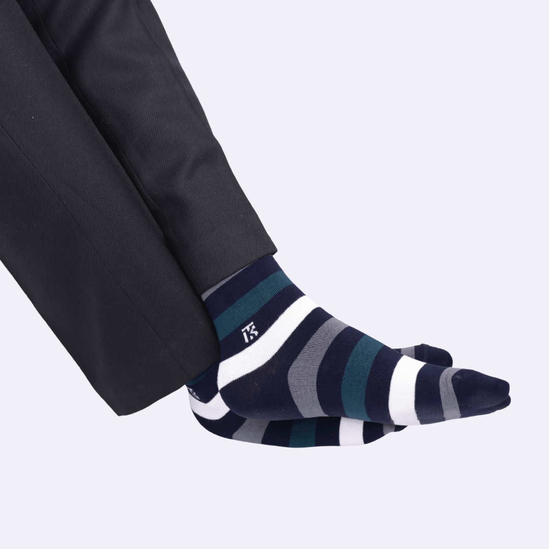 KIKITOES BAMBOO MEN CREW SOCKS | Urban Stripes | Arctic FlowSTRIPE BAMBOO SOCKSKikitoes