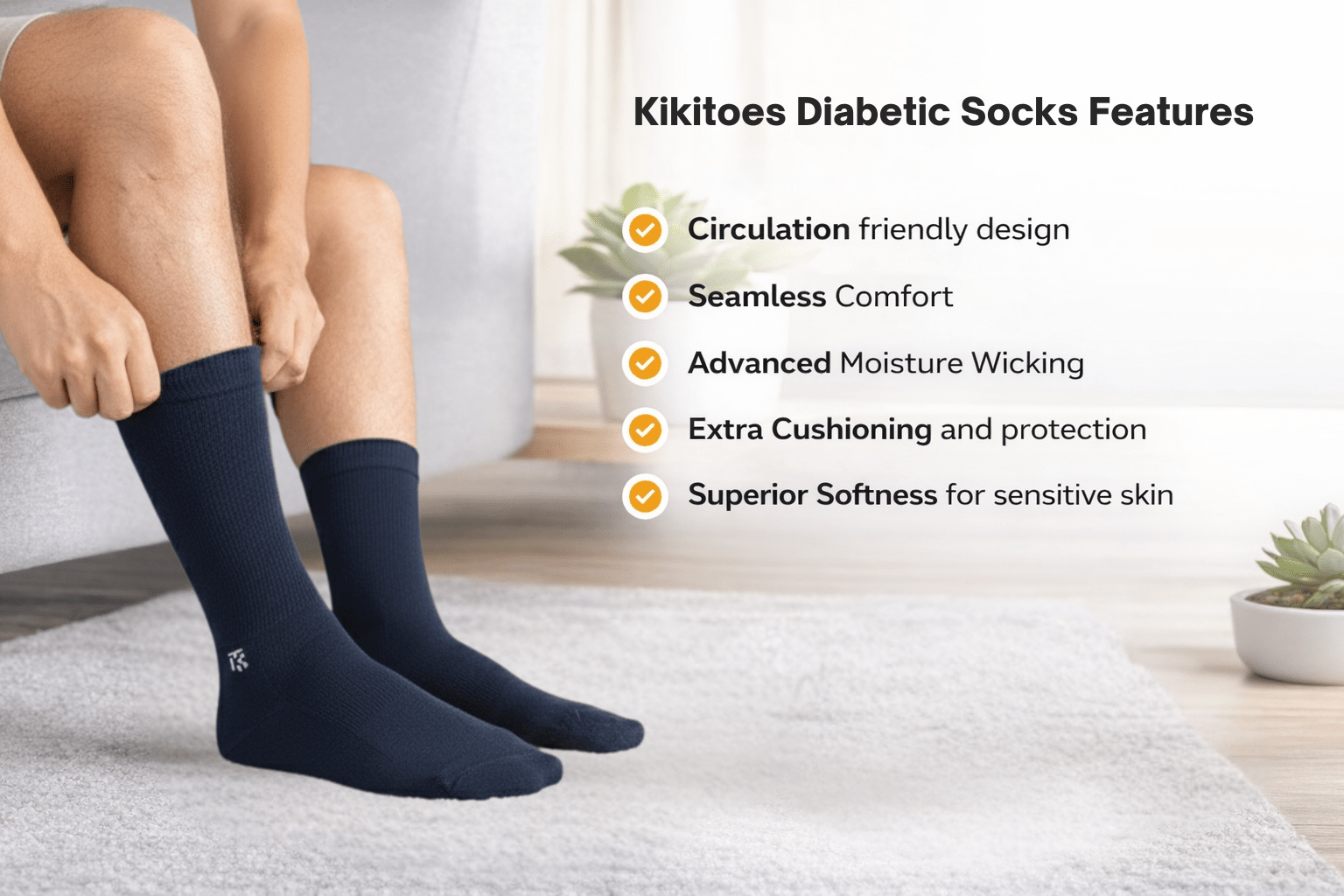 KIKITOES Diabetic Bamboo Socks | Navy BlueKikitoes