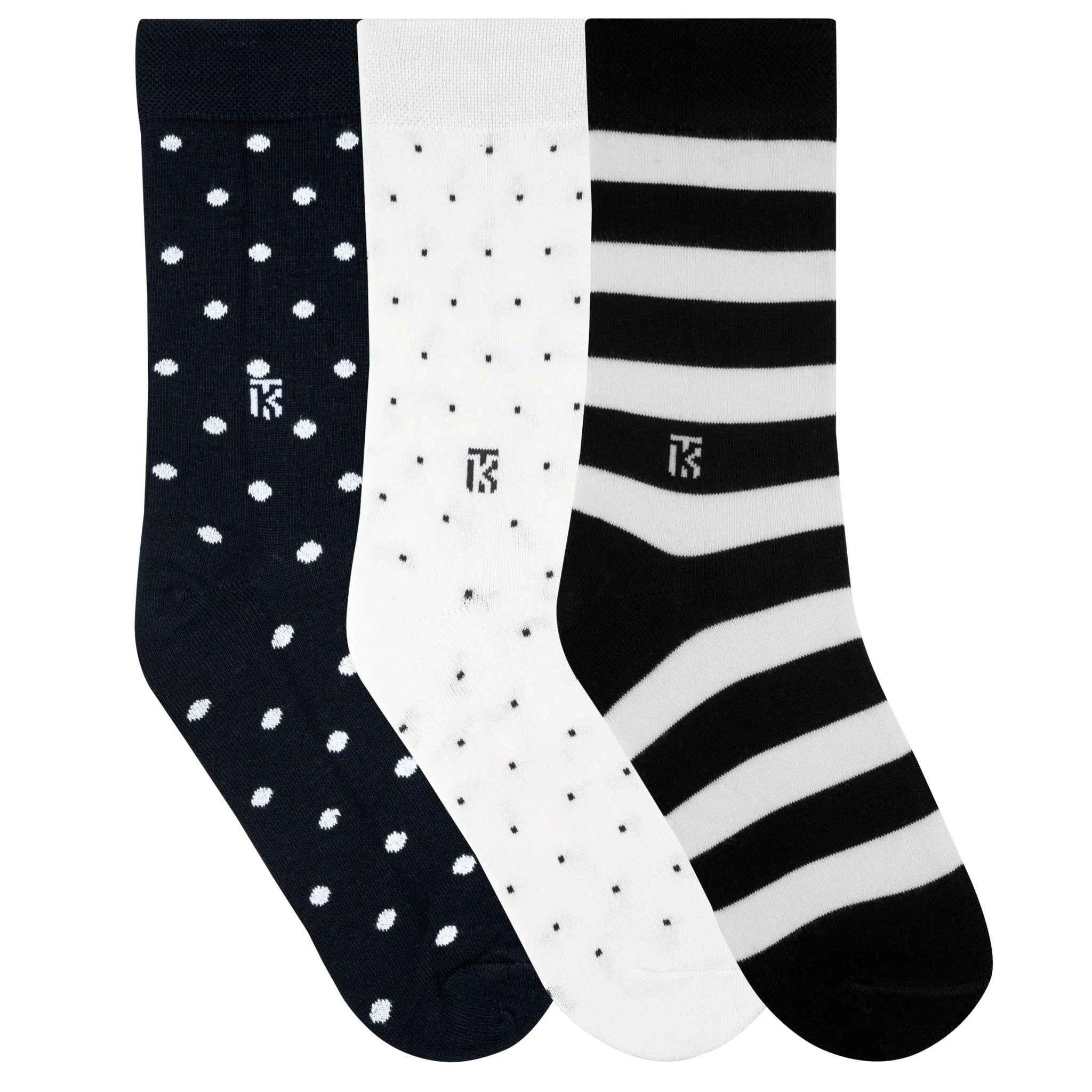 Trio Luxe Pack | White Stone - Black With White Stripe - Black + White PolkaKikitoes