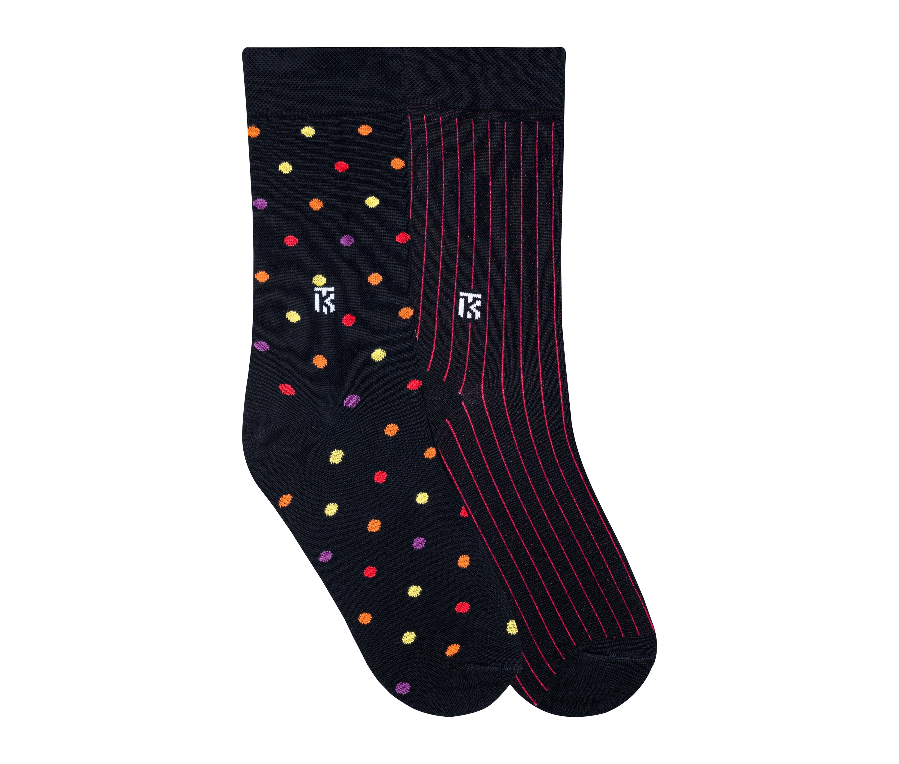 Midnight Pop Combo | Black with Yellow, Red, Orange, Purple Polka Dots & Black with Red (Pack of 2)