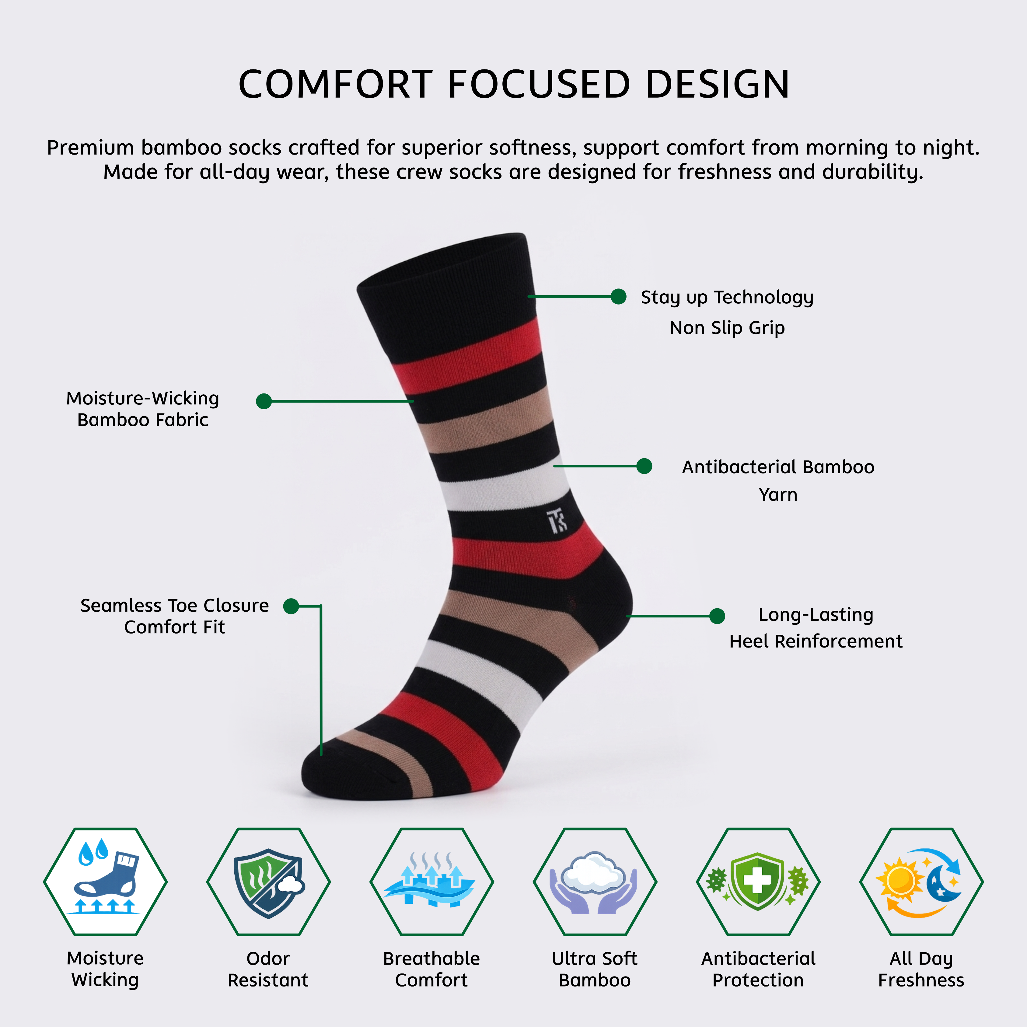 Benefits of bamboo socks | KIKITOES BAMBOO SOCKS | Urban Stripes | Power Line