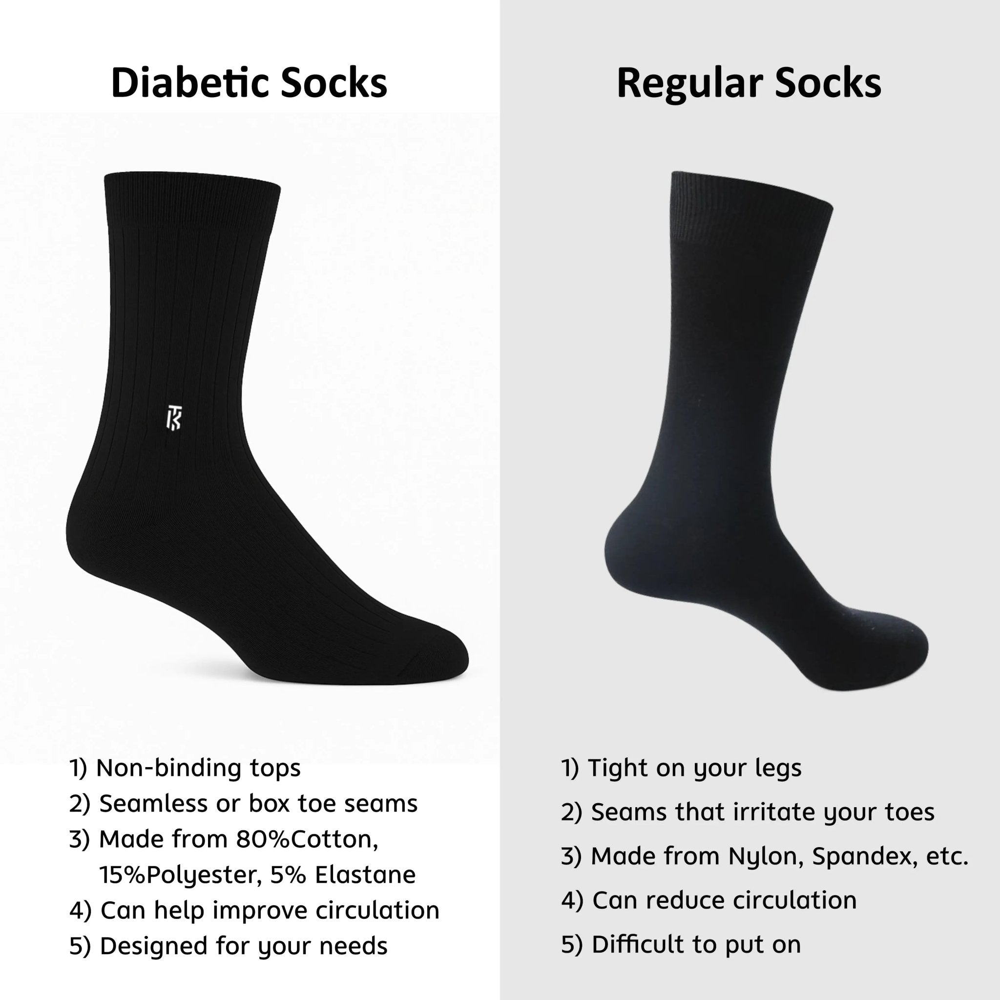 Diabetic Bamboo Socks | Black Colour Bamboo SocksKikitoes