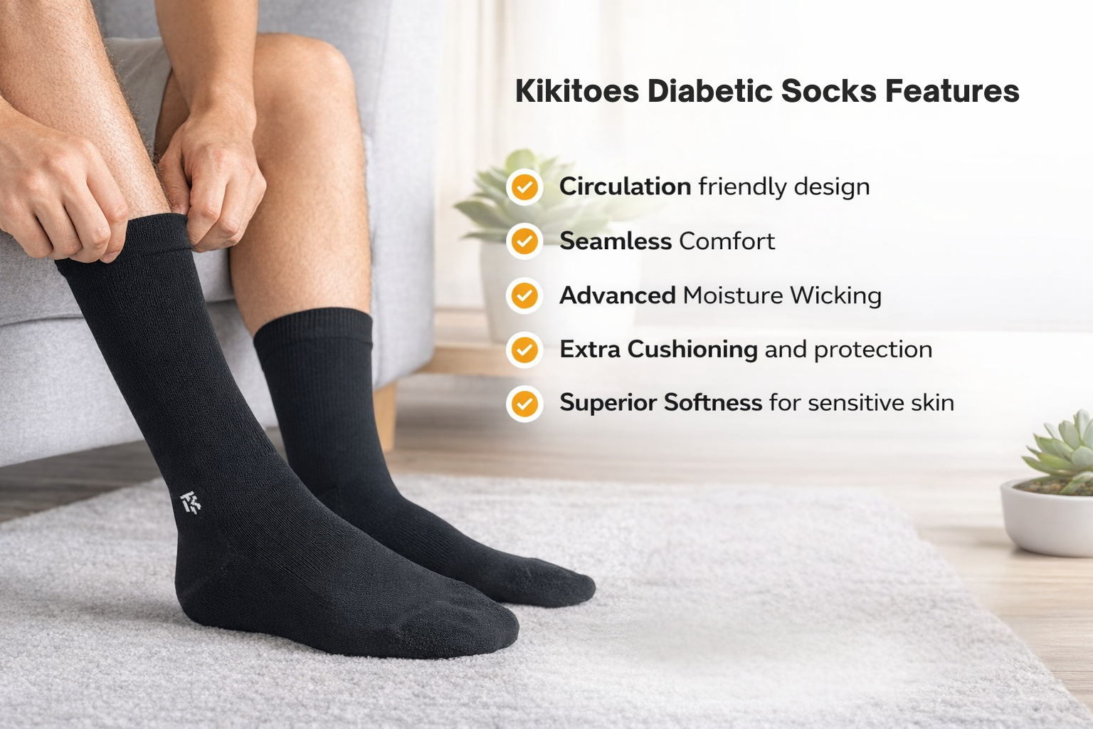 Diabetic Bamboo Socks | Black Colour Bamboo Socks