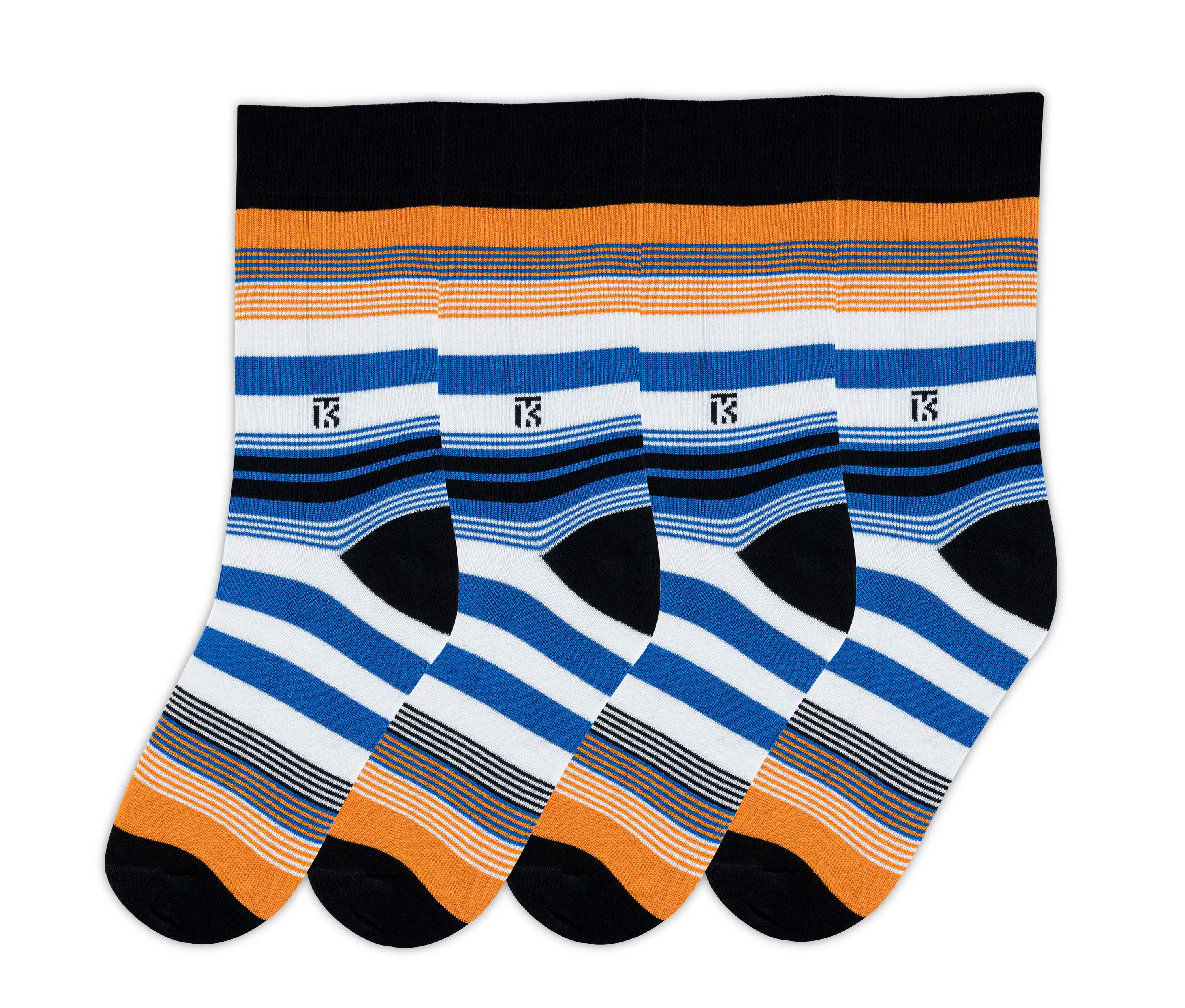 Fusion Stripe | Black with Orange, Royal Blue, and White