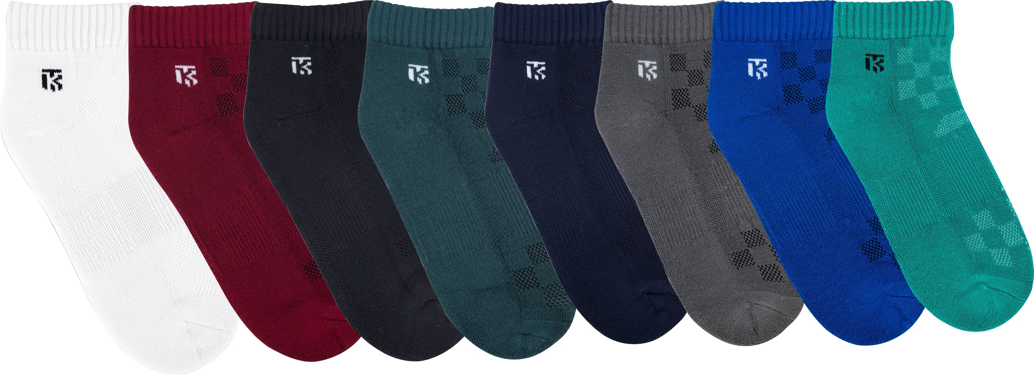 Kikitoes Bamboo Ankle Socks – Set of 8 pairs in colorful tones for men, ideal for sports and daily wear.