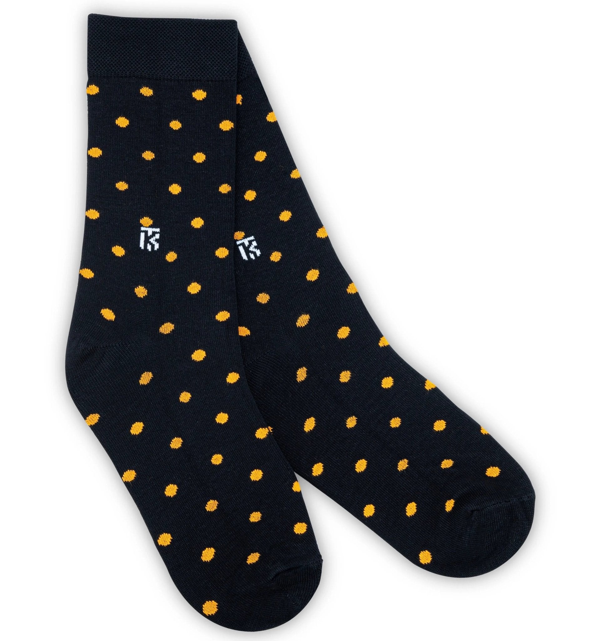 KIKITOES BAMBOO MEN CREW SOCKS | Contrast Polka | Black and YellowPOLKA DOT BAMBOO SOCKSKikitoes