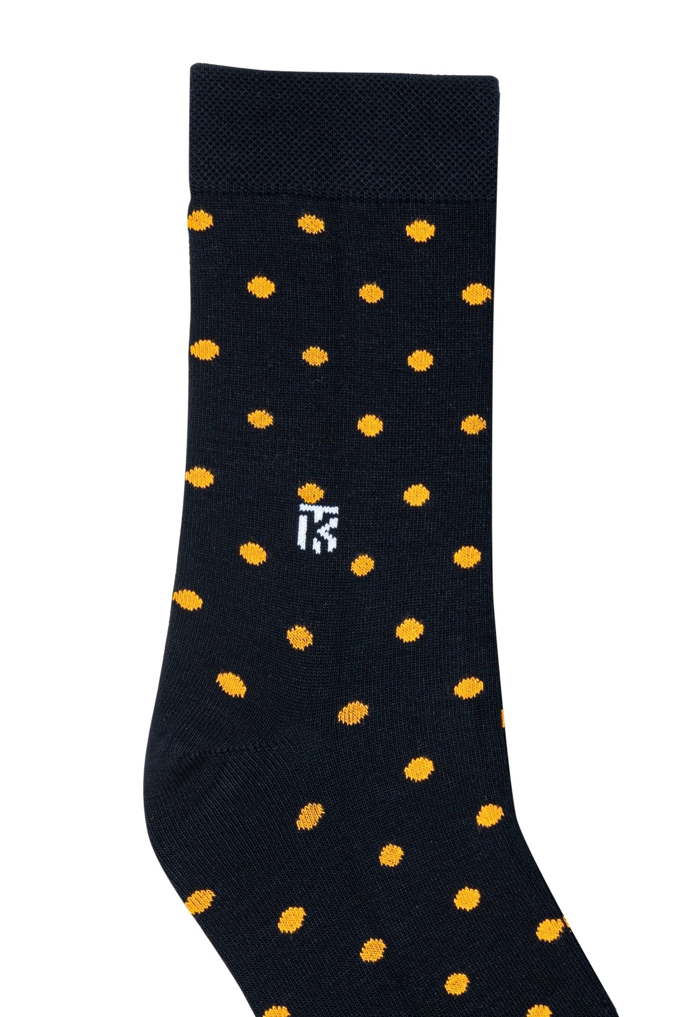KIKITOES BAMBOO MEN CREW SOCKS | Contrast Polka | Black and YellowPOLKA DOT BAMBOO SOCKSKikitoes