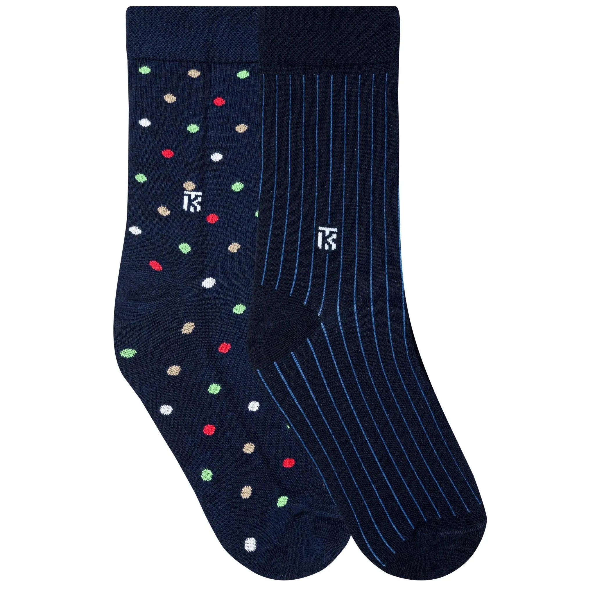 Fun Fusion Duo – Navy Multi Polka & Cobalt RibKikitoes