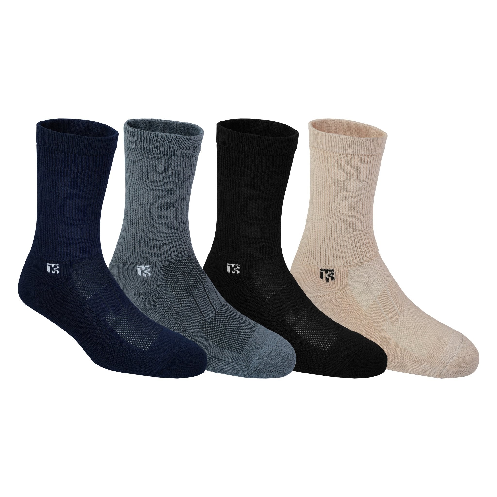 Diabetic bamboo socks Combo | Pack Of 4 | Black, Beidge, navy blue & GreyKikitoes