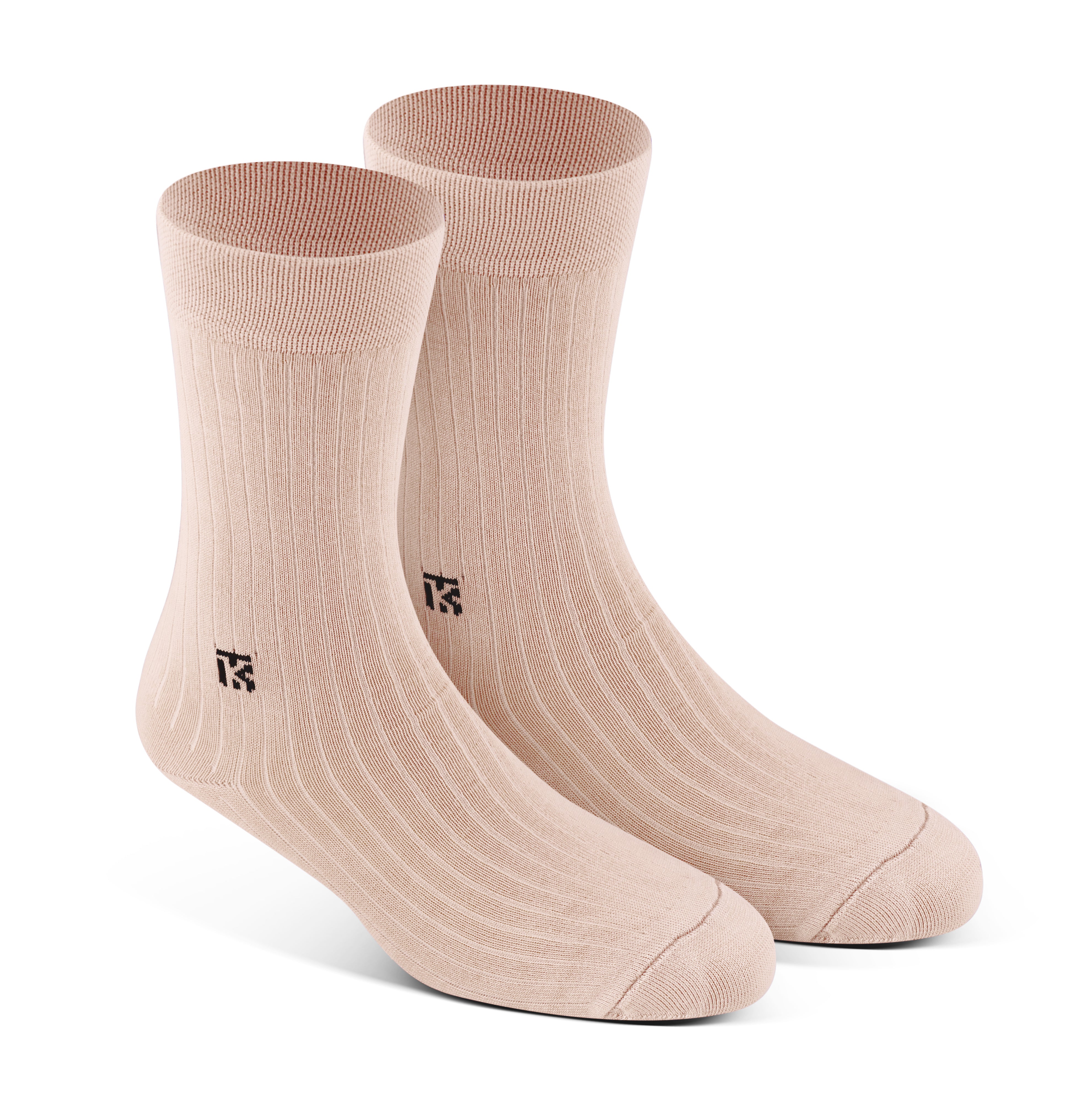 Bamboo Socks Pair | Kikitoes Crew Length Socks | Beige Solid Colour Socks for Men | KIKI0053
