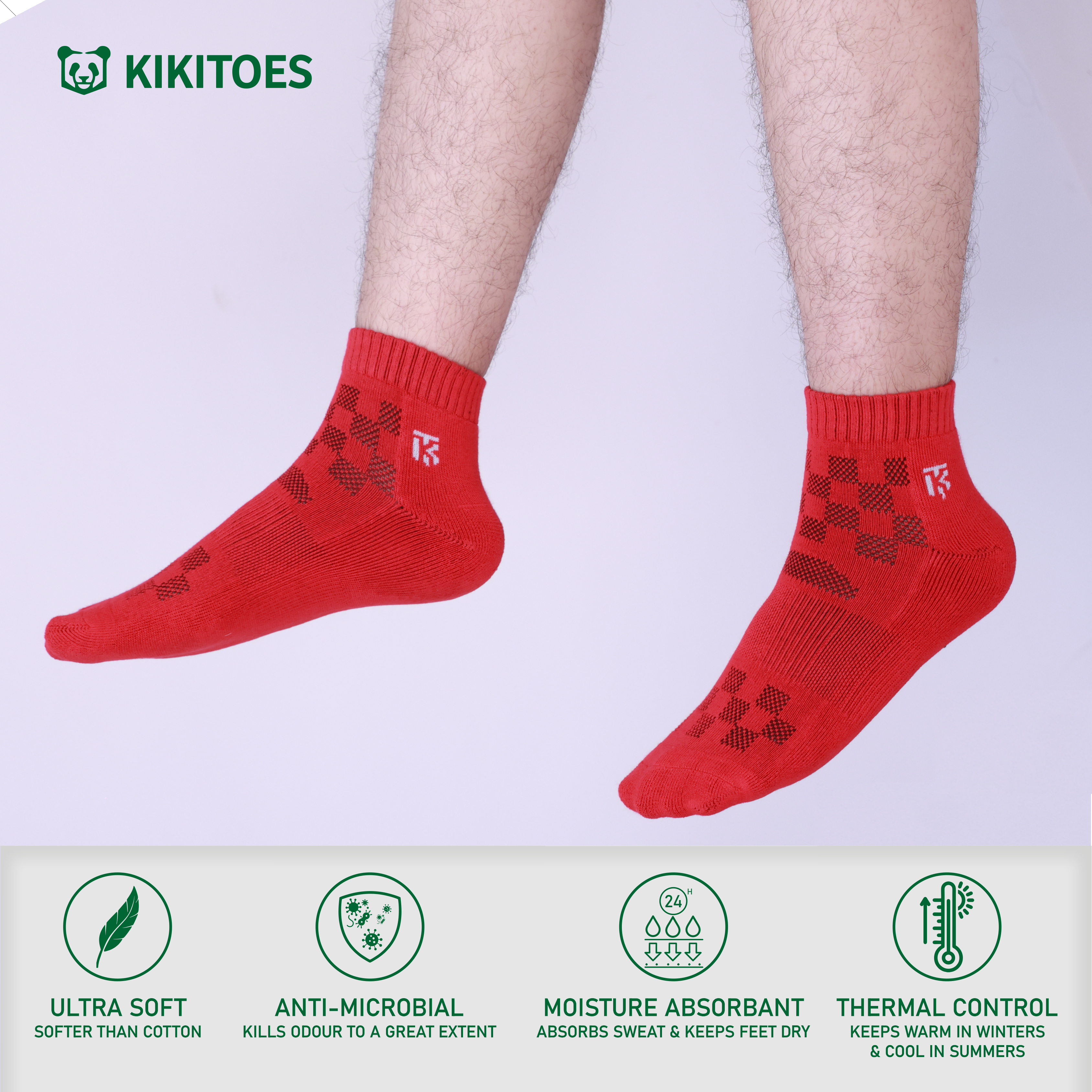 KIKITOES BAMBOO SPORTS SOCKS | Red Rush
