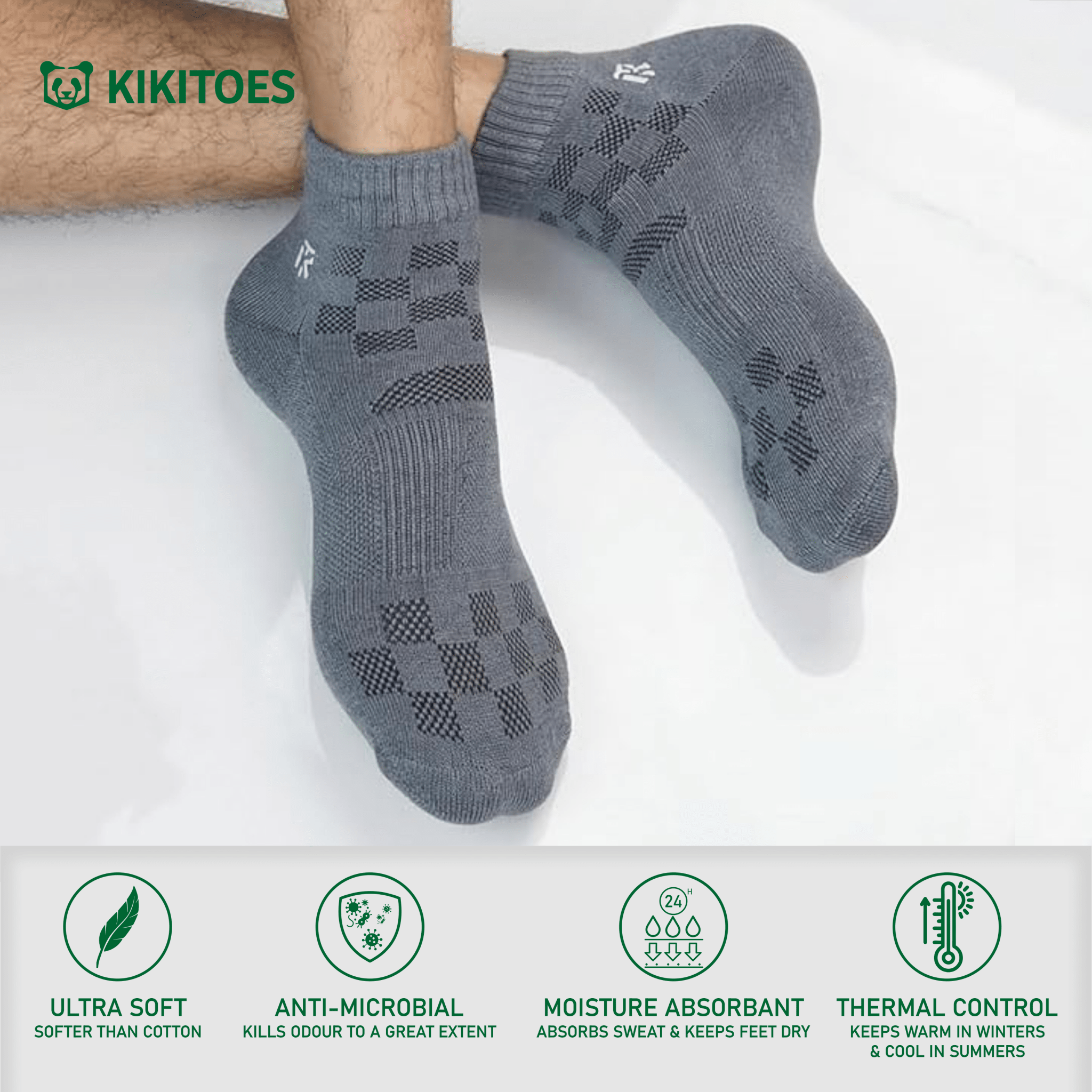 KIKITOES BAMBOO SPORTS SOCKS | Steel greyKikitoes