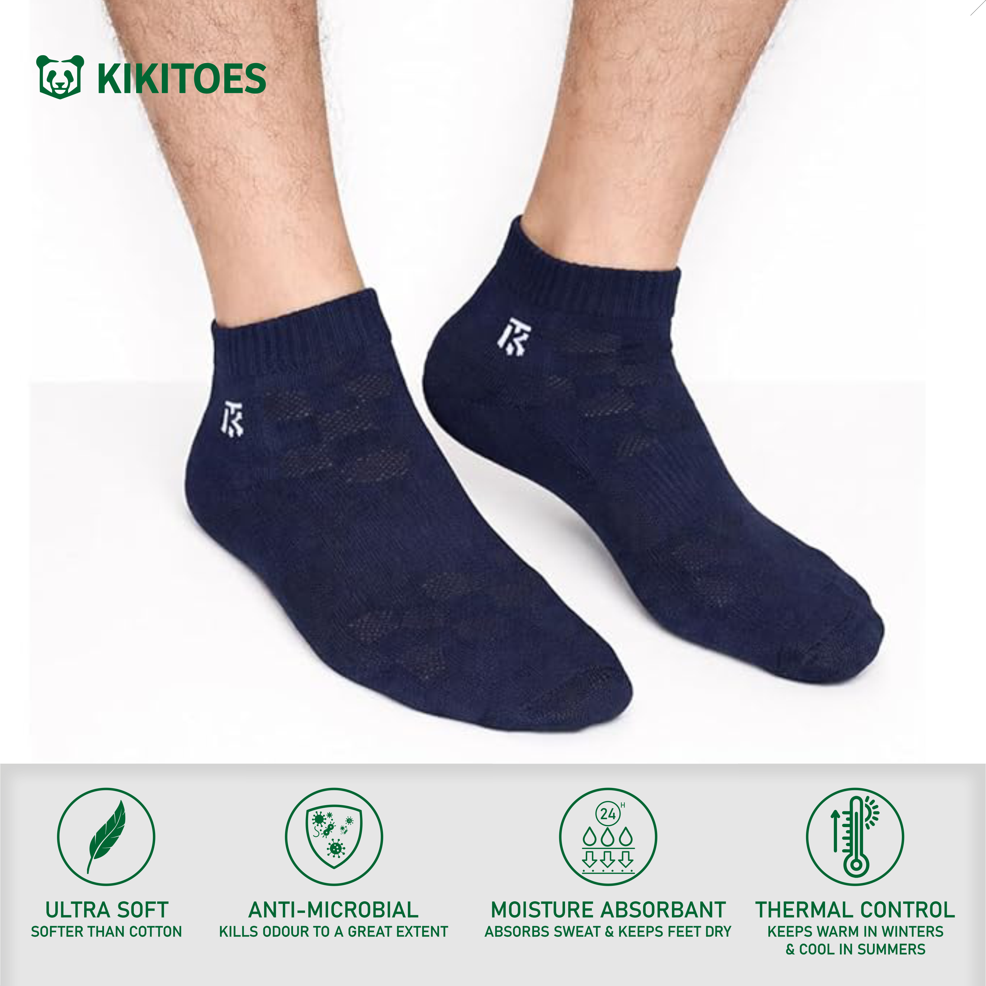 KIKITOES BAMBOO SPORTS SOCKS | Navy Ninja