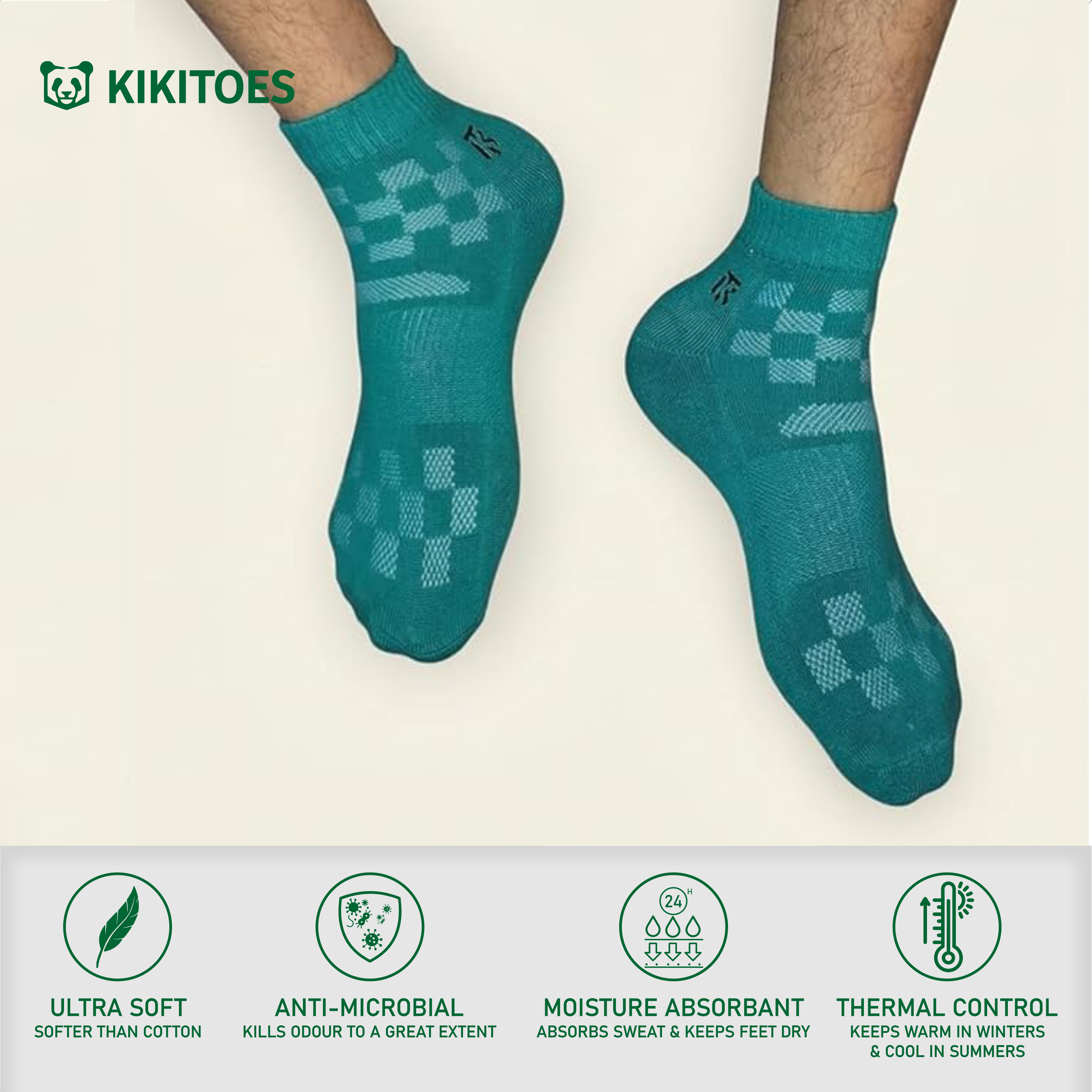KIKITOES BAMBOO SPORTS SOCKS | Cool Mint