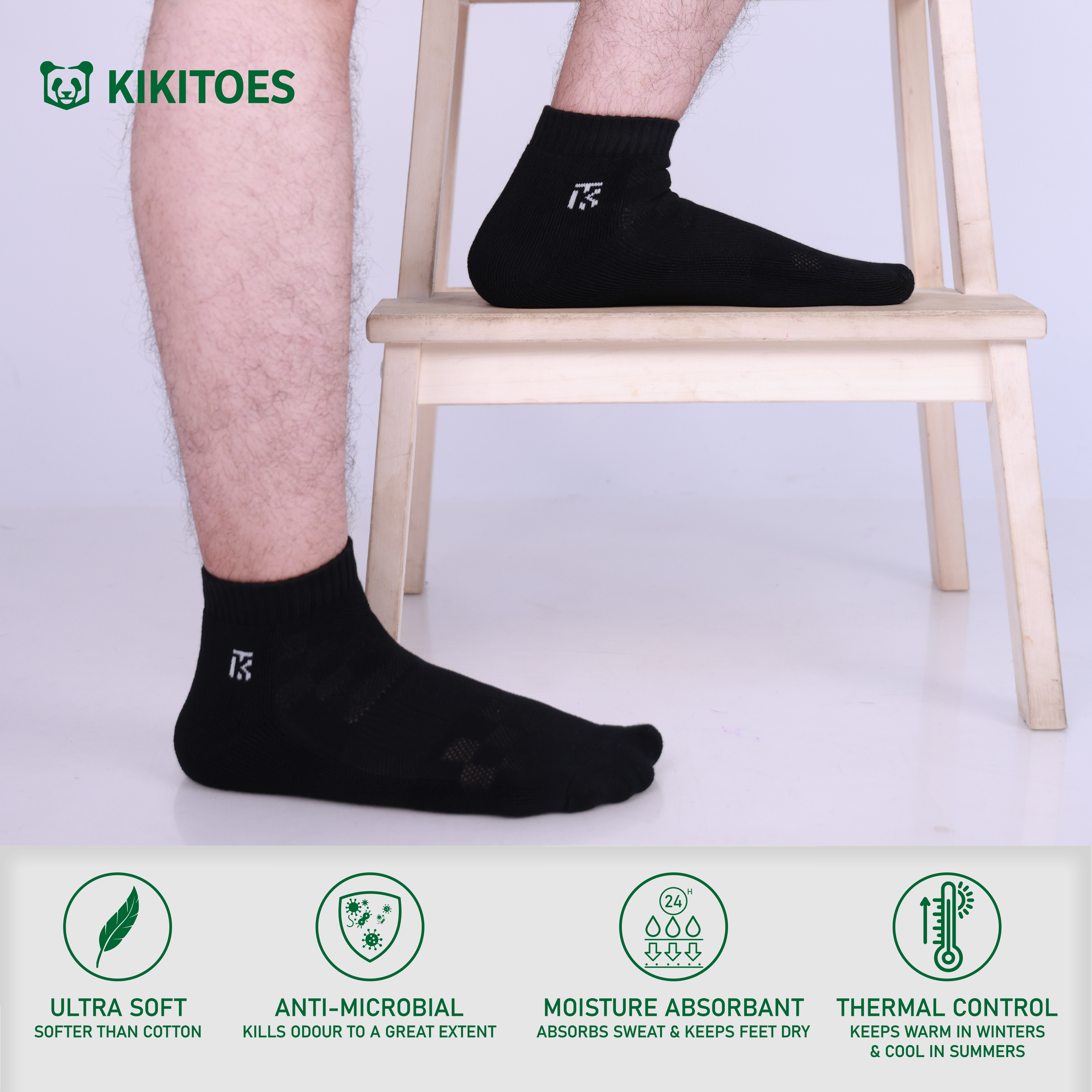 KIKITOES BAMBOO SPORTS SOCKS | BlackOut