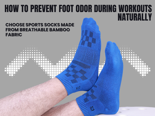 Sports socks for sweaty feet made with breathable bamboo fabric for odor control during workouts