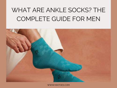 Man wearing teal bamboo ankle socks with cushioned support and breathable design, showcasing stylish gym and sports socks for men.