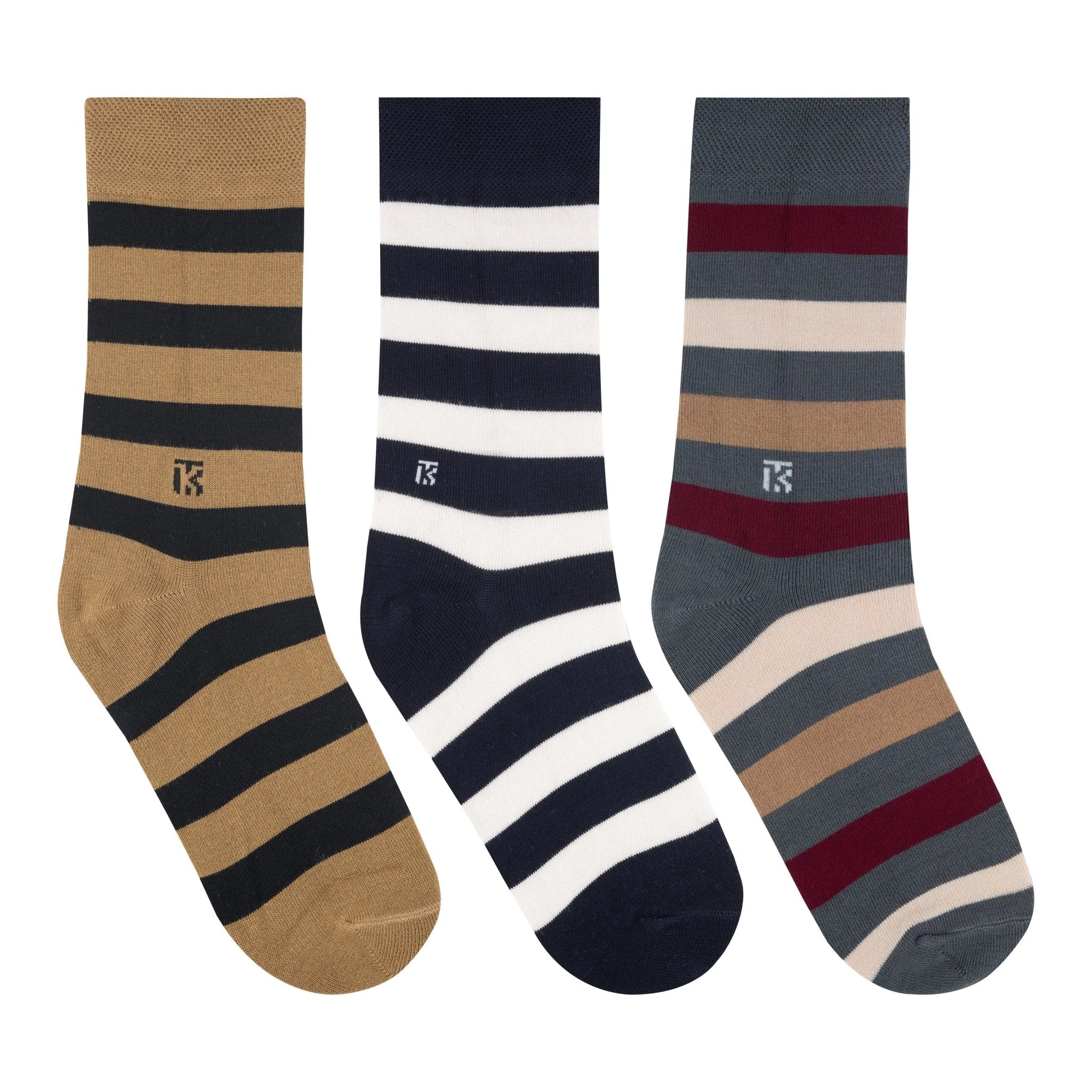 Trio Luxe Pack Stripes | Tan With Black - Steel Grey - Navy Blue With WhiteKikitoes