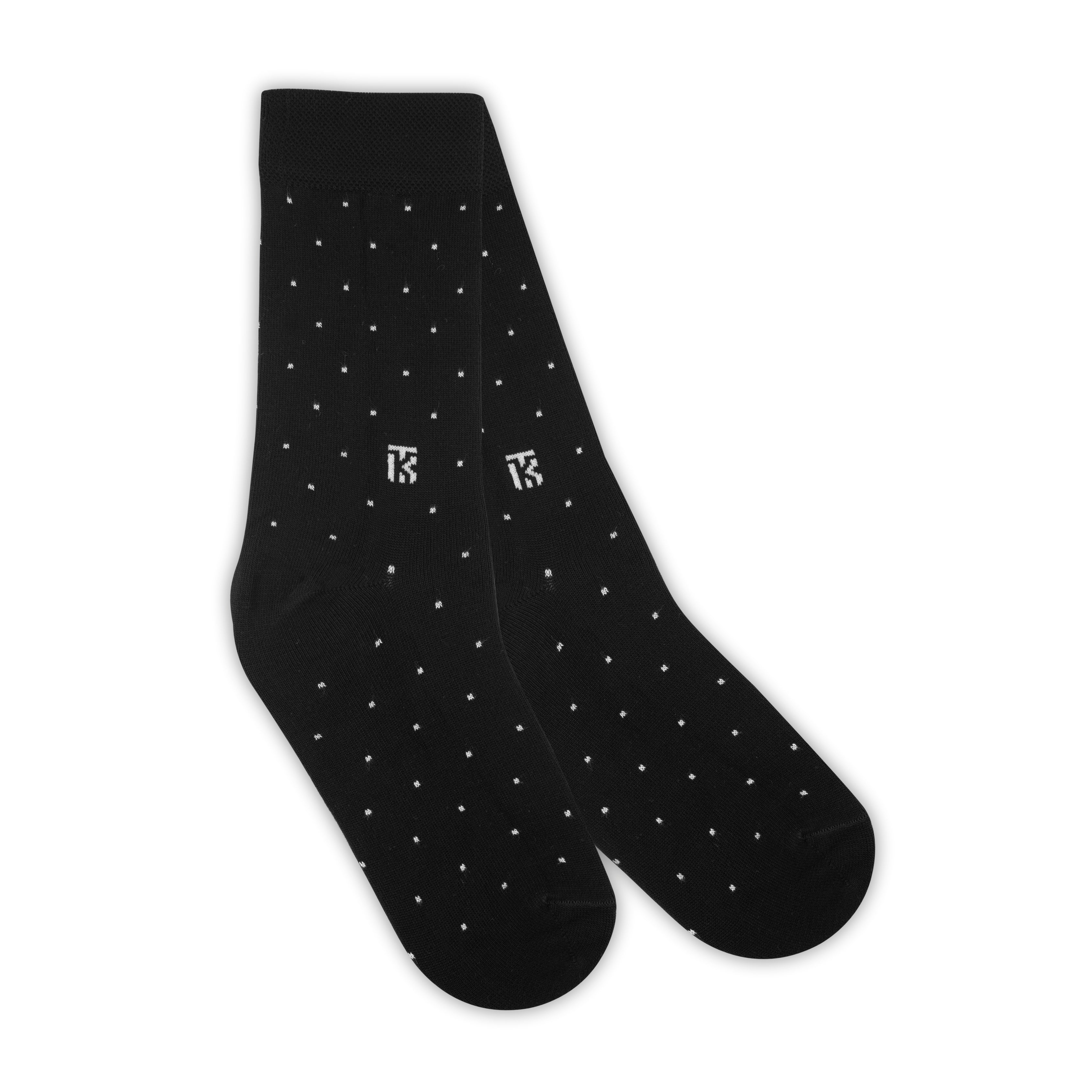 Bamboo Socks Pair | Kikitoes Crew Length Socks | Black Colour with White Dots  Socks for Men | KIKI0030
