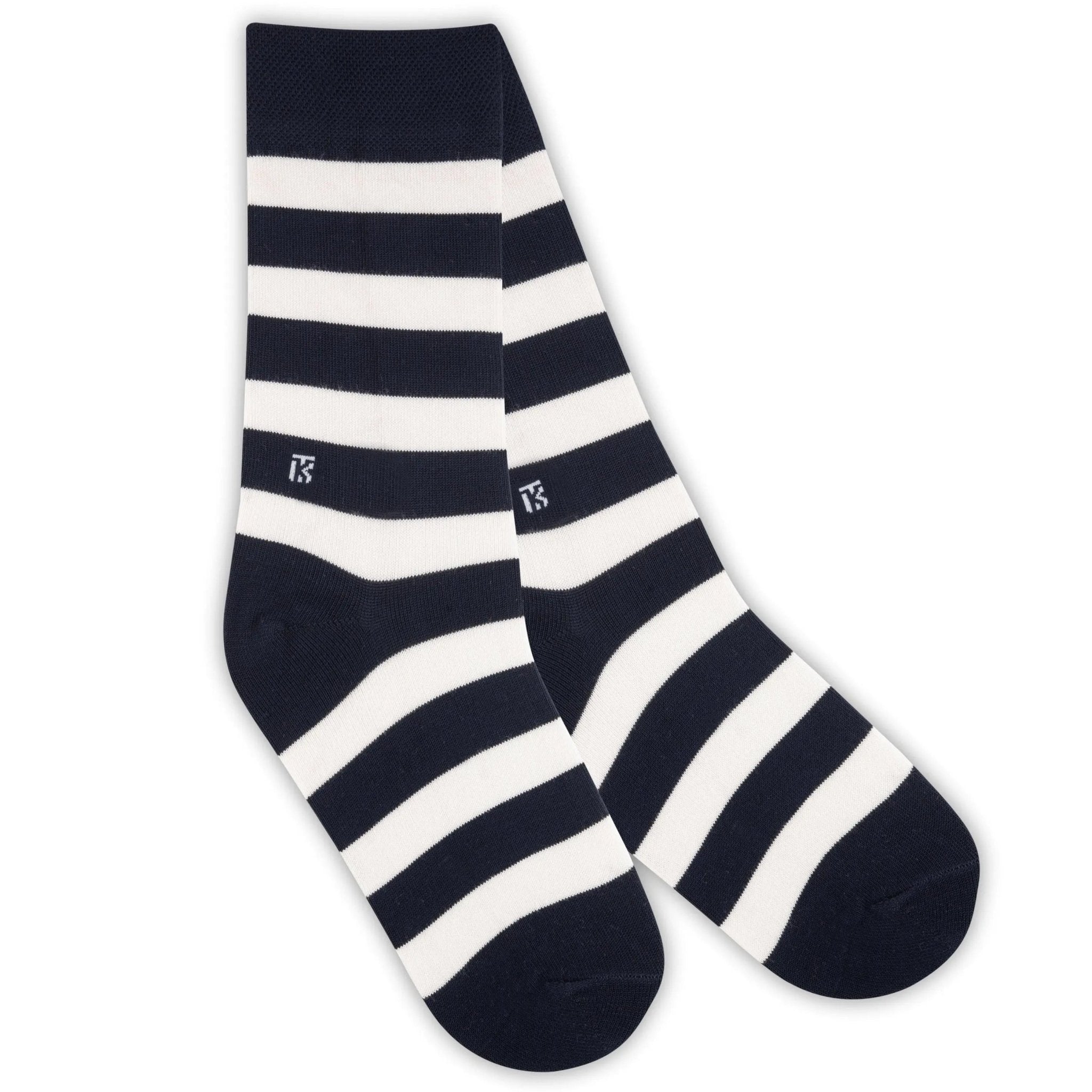 KIKITOES BAMBOO MEN CREW SOCKS | Classic Stripes | Navy Blue with WhiteKikitoes