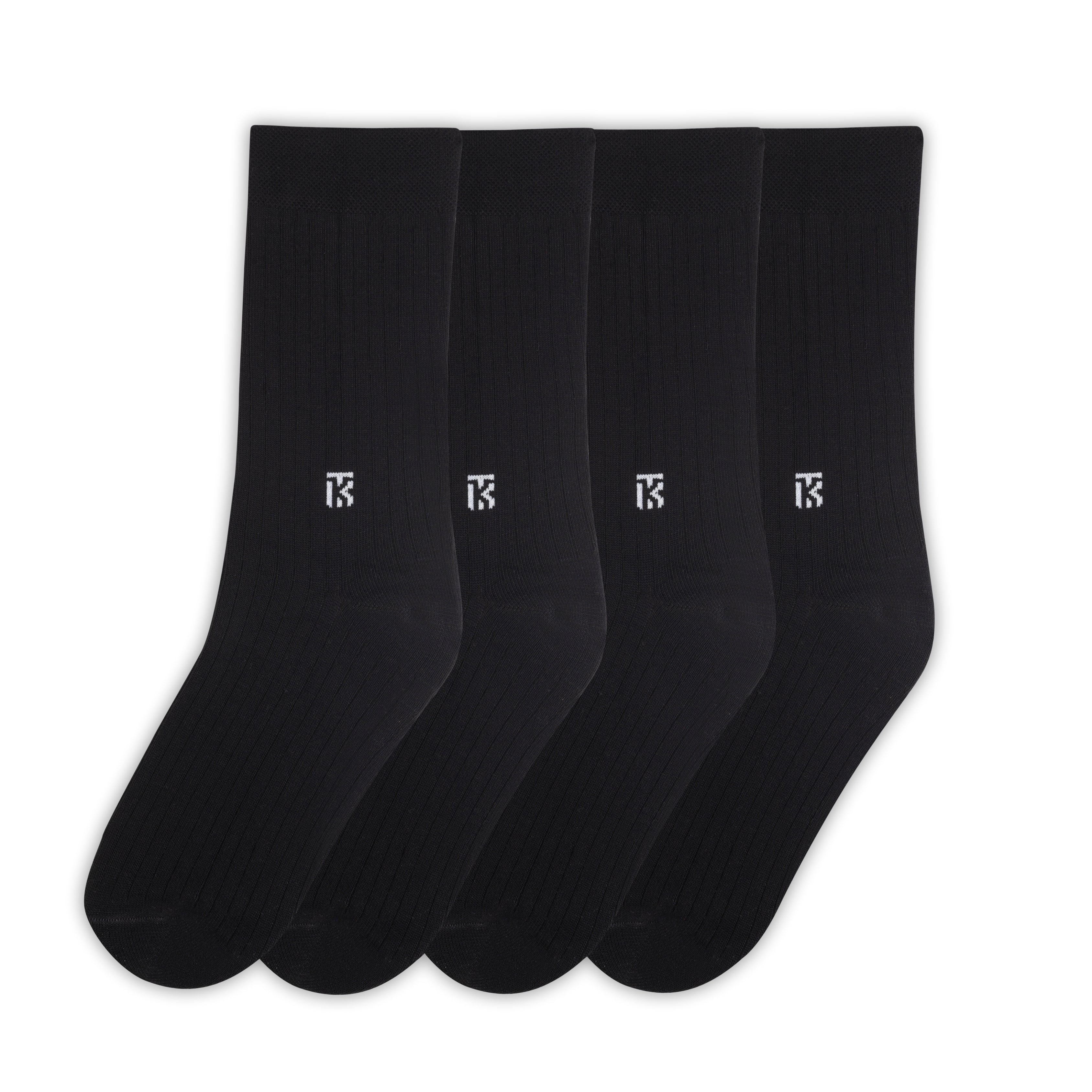 Bamboo Socks Pair | Kikitoes Crew Length Socks | Black  Solid  Colour Socks for Men | KIKI0054