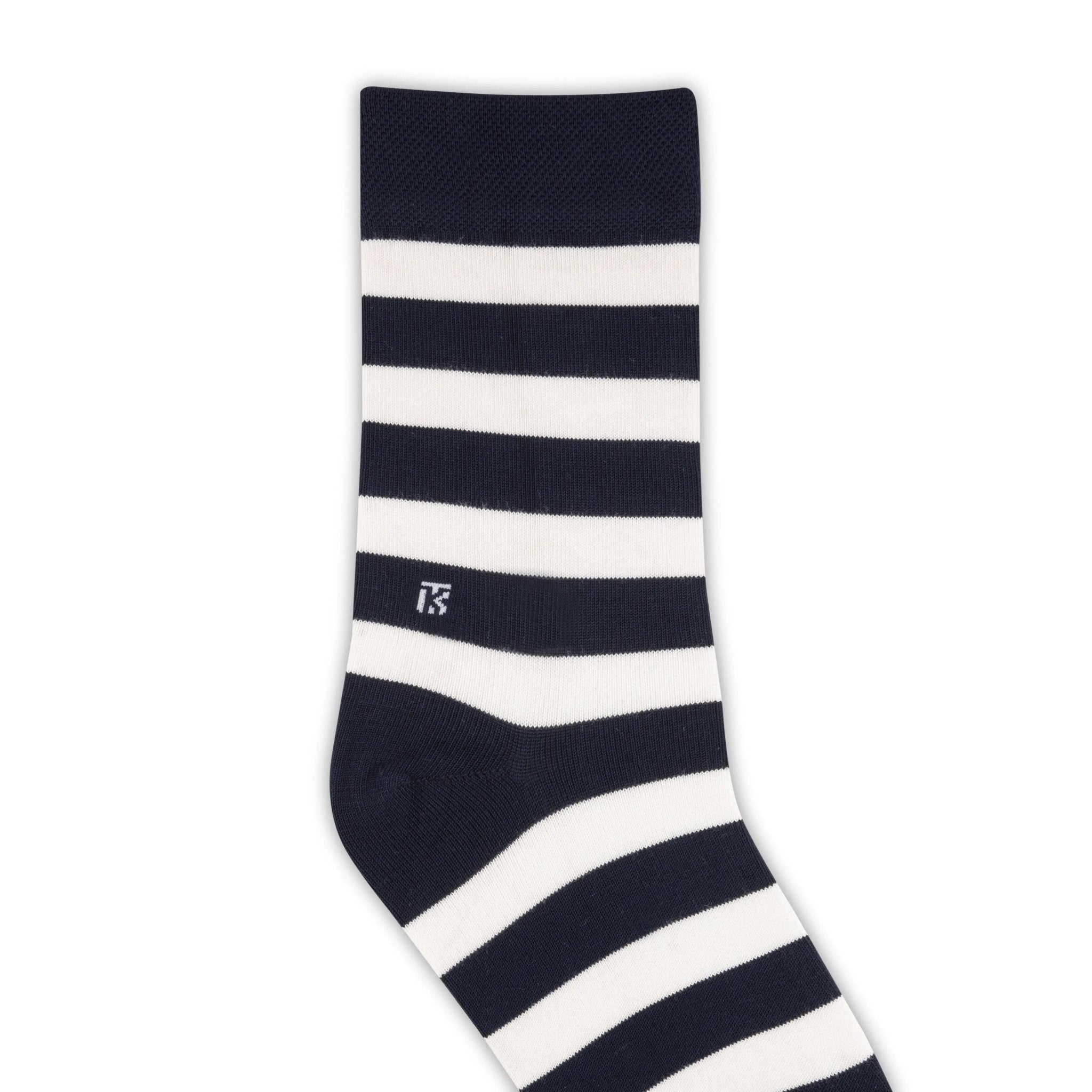 KIKITOES BAMBOO MEN CREW SOCKS | Classic Stripes | Navy Blue with WhiteKikitoes