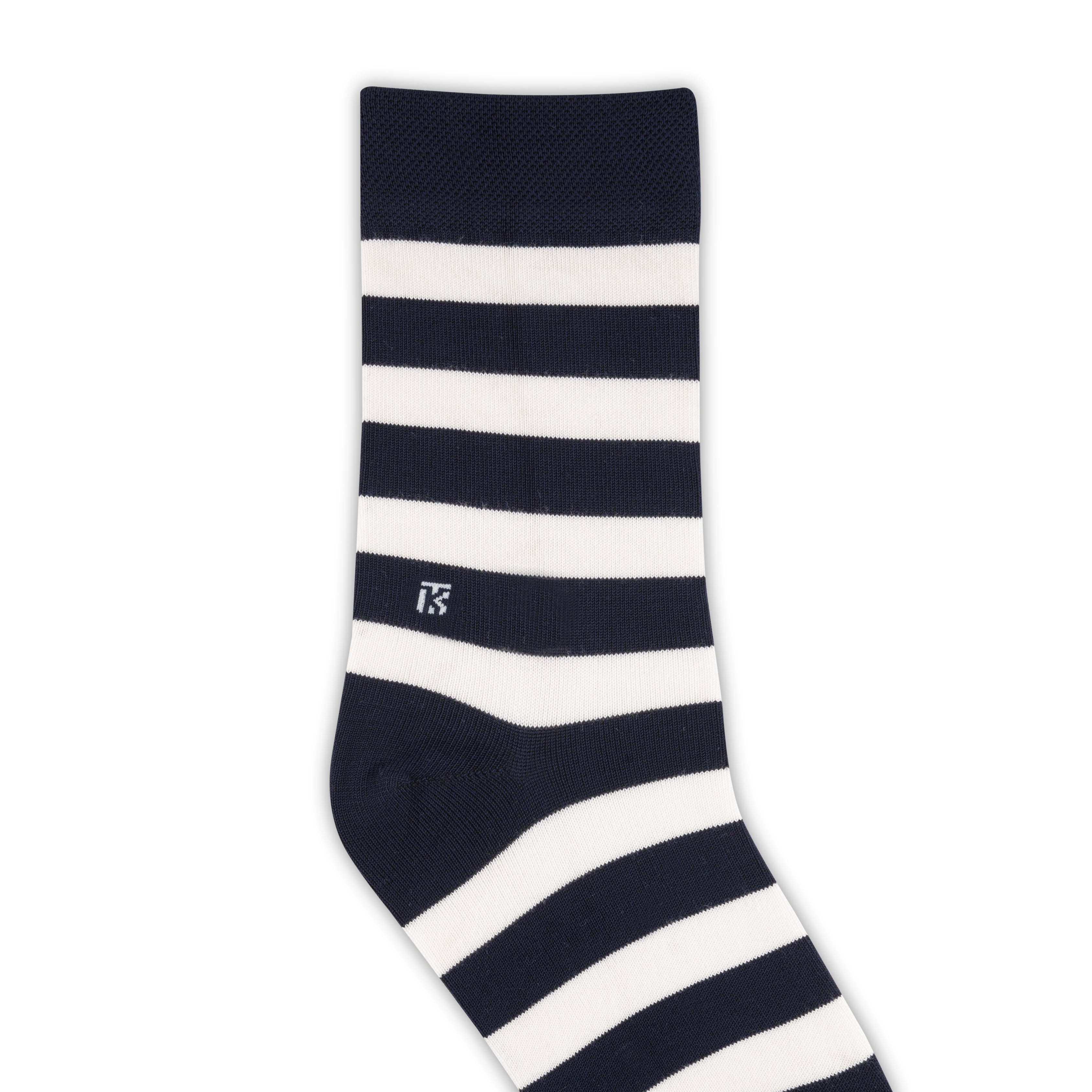 Bamboo Socks Pair  | Kikitoes Crew Length Socks | Navy Blue Colour with White Stripes  Socks for Men | KIKI003