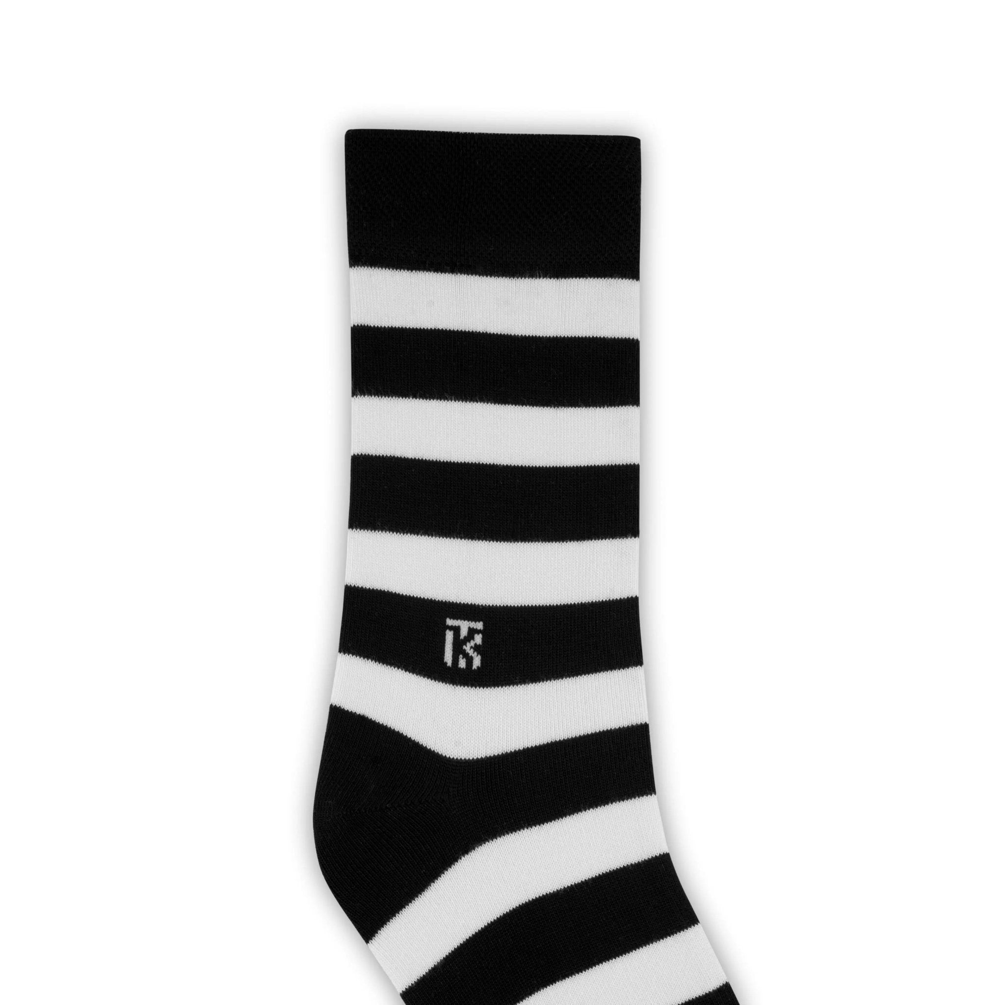 KIKITOES BAMBOO MEN CREW SOCKS | Classic Stripes | Black with WhiteKikitoes