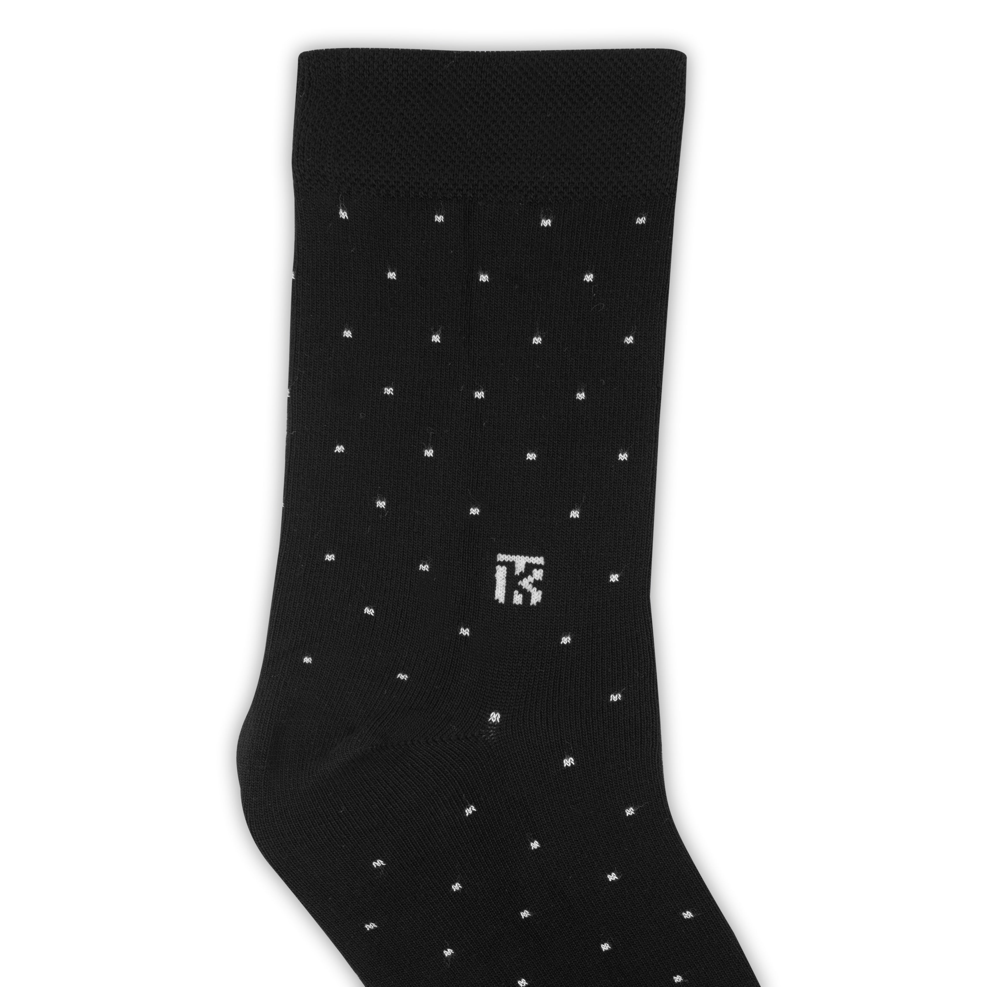 Bamboo Socks Pair | Kikitoes Crew Length Socks | Black Colour with White Dots  Socks for Men | KIKI0030