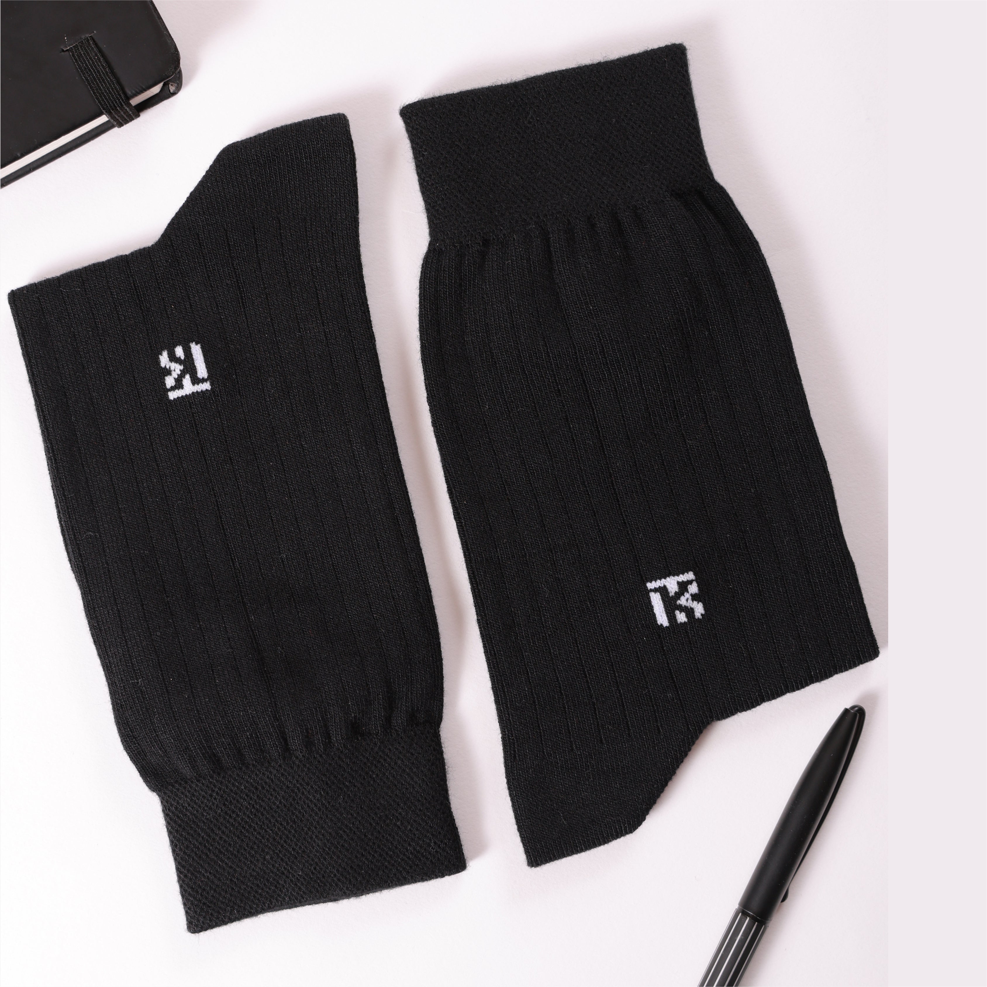 Bamboo Socks Pair | Kikitoes Crew Length Socks | Black  Solid  Colour Socks for Men | KIKI0054