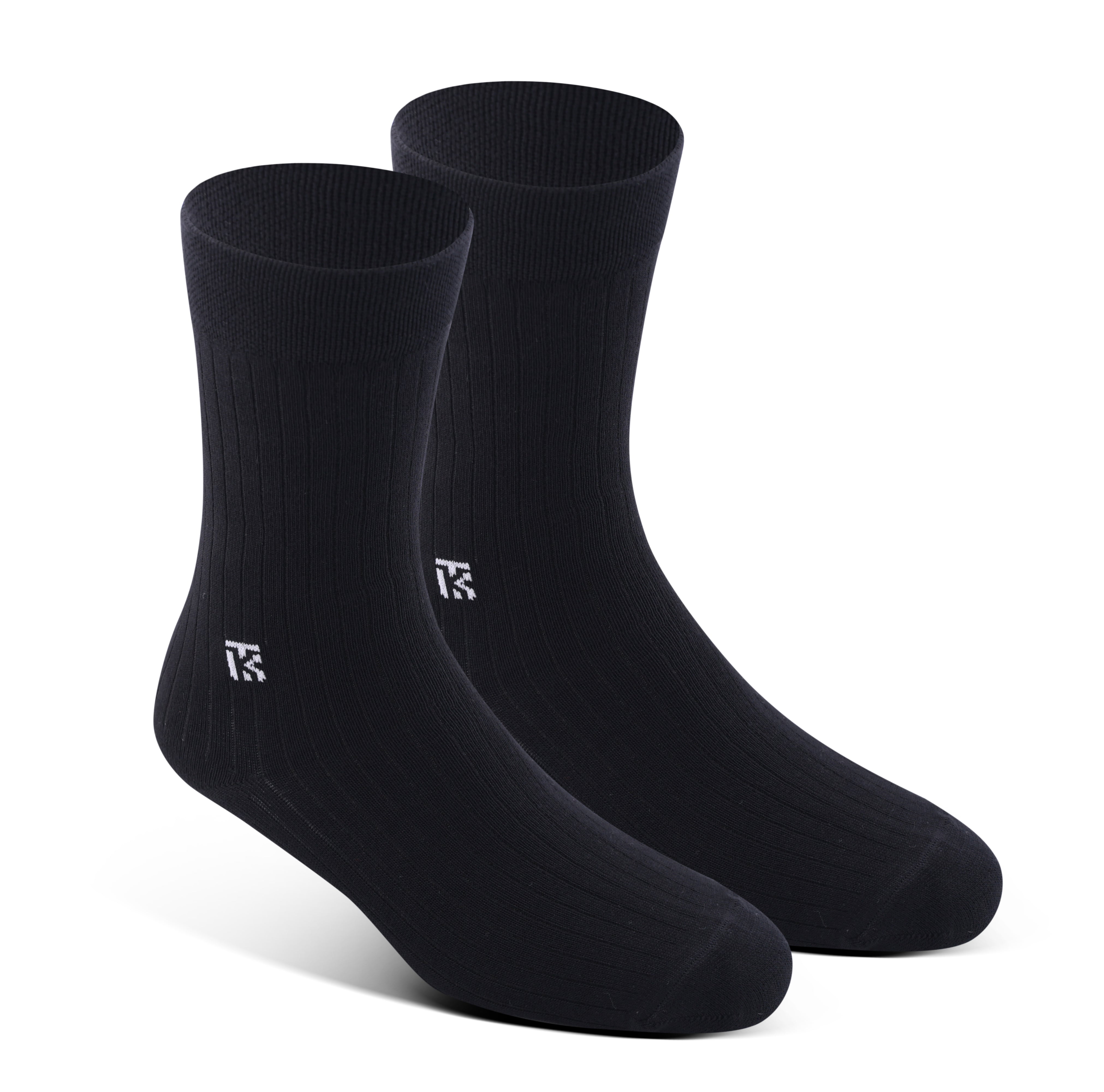 Bamboo Socks Pair | Kikitoes Crew Length Socks | Black Colour Sports Socks for Men