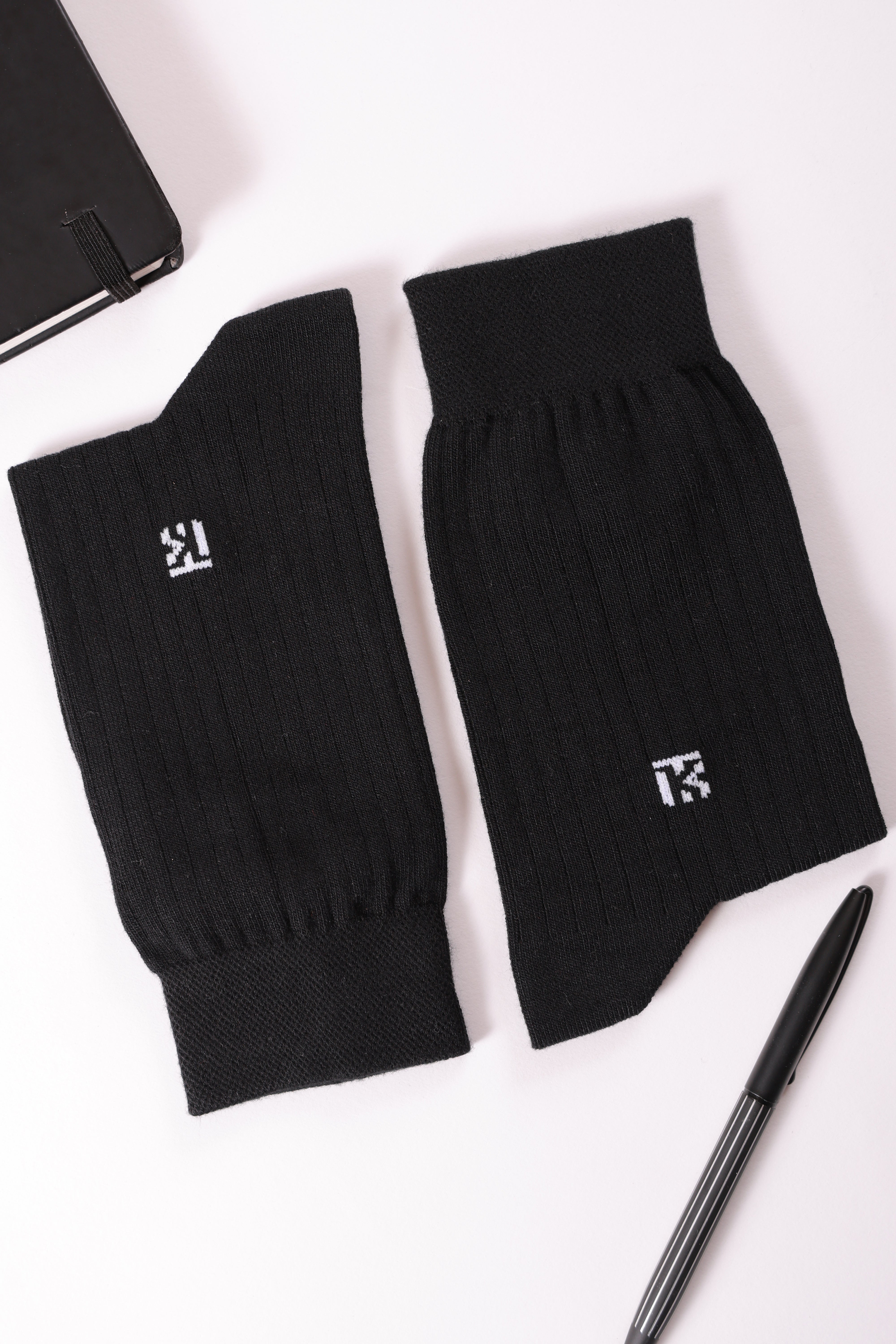 Bamboo Socks Pair | Kikitoes Crew Length Socks | Black Colour Sports Socks for Men