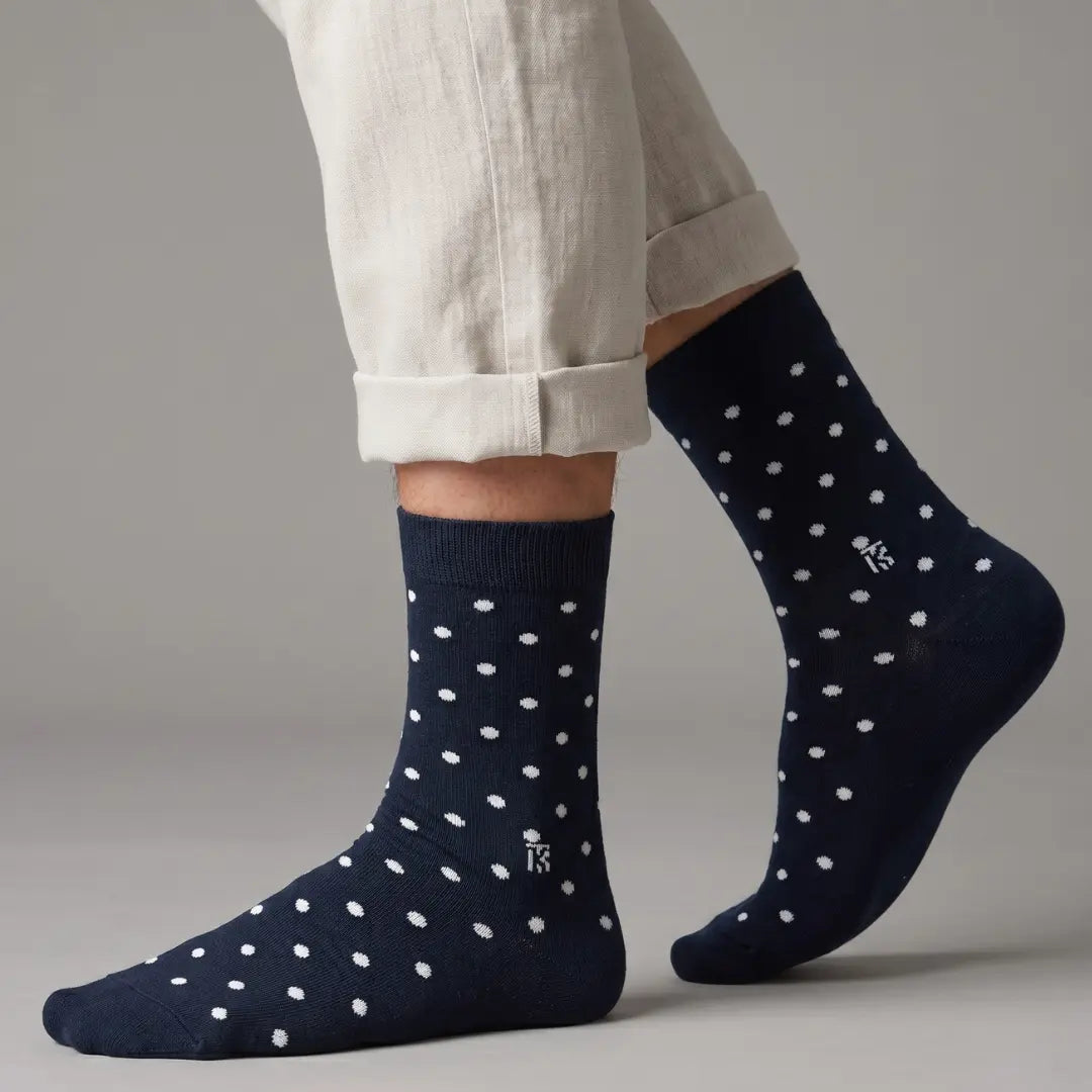 KIKITOES BAMBOO MEN CREW SOCKS | Contrast Polka