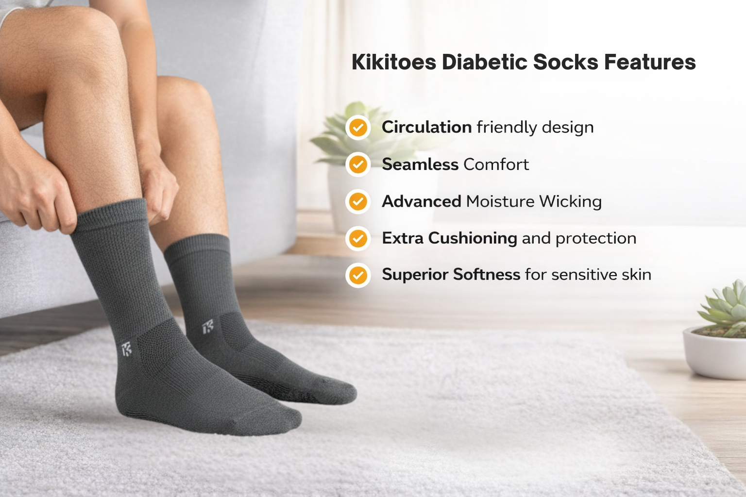 Diabetic Bamboo Socks | Grey Colour Bamboo Socks