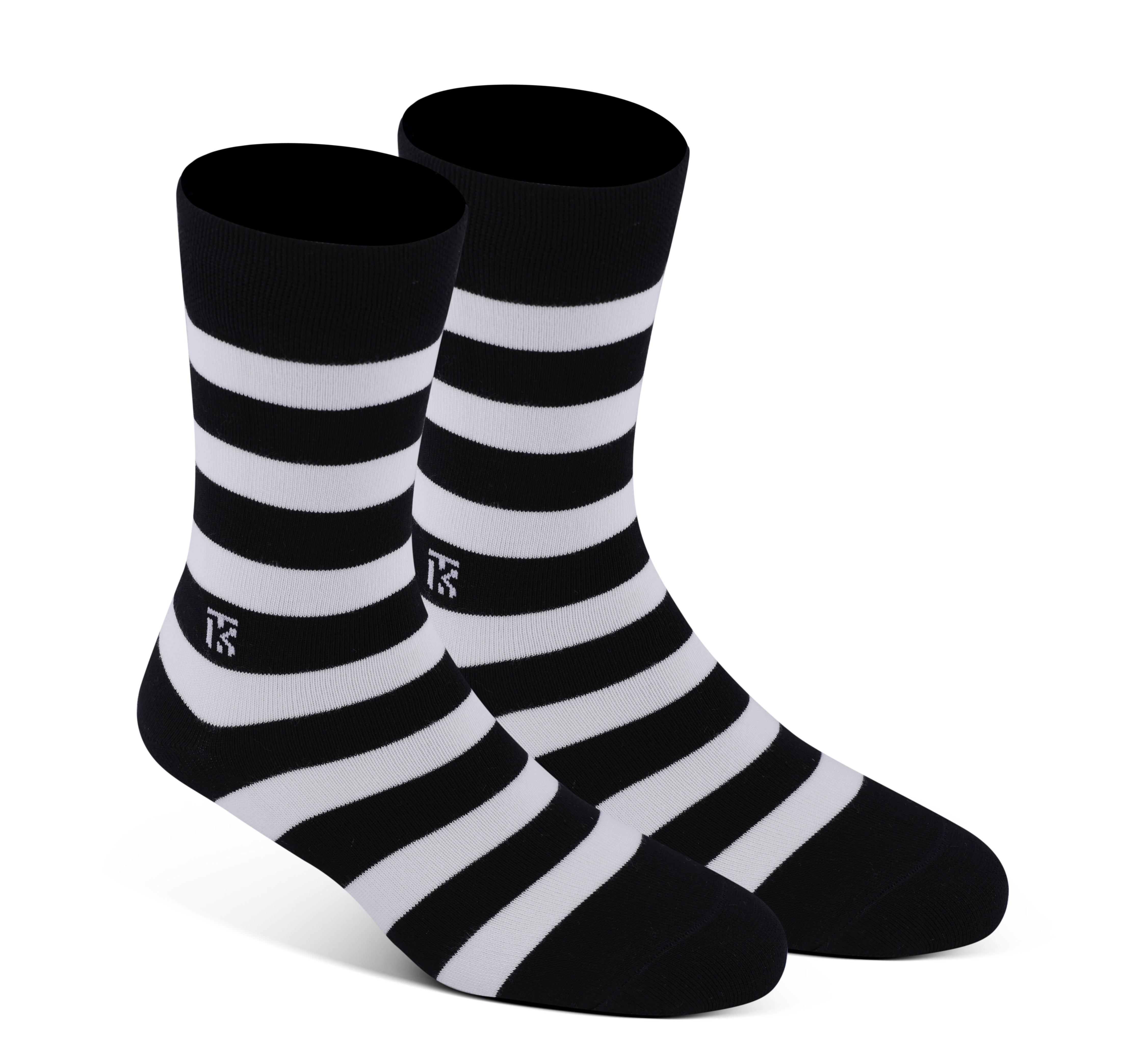 Bamboo Socks Pair  | Kikitoes Crew Length Socks | Black Colour with White Stripes Sports Socks for Men