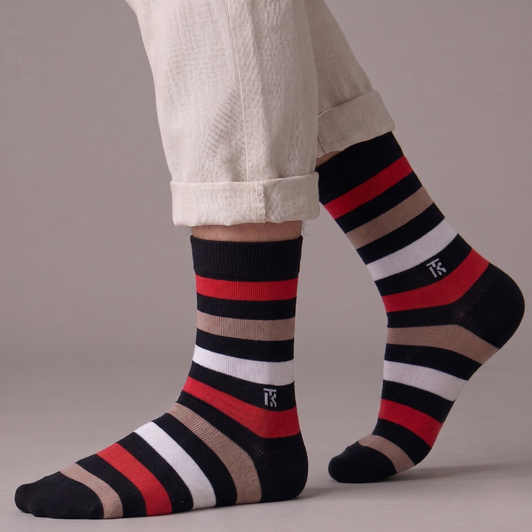 KIKITOES BAMBOO MEN CREW SOCKS | Urban Stripes | Power Line