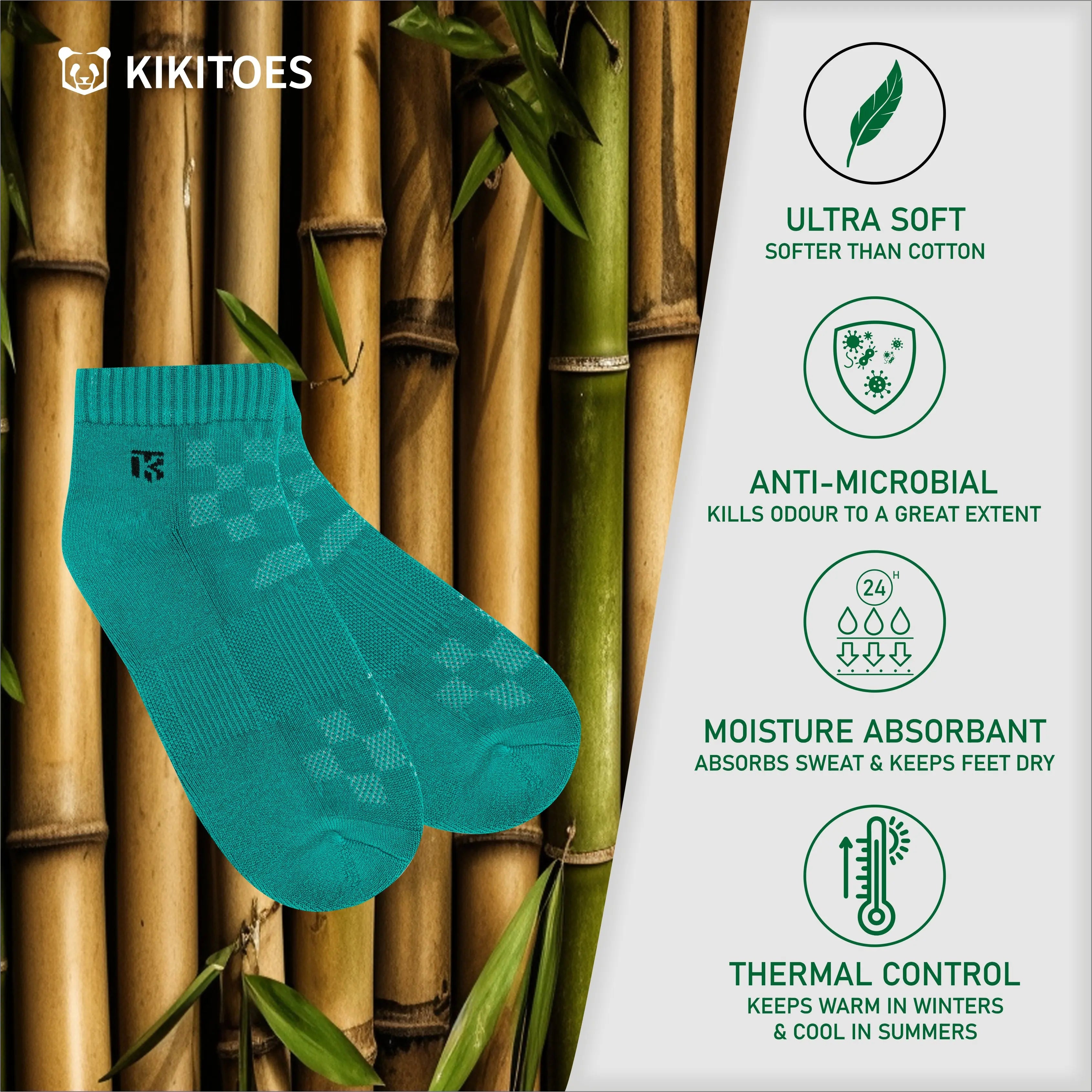 Men’s premium bamboo ankle socks from KIKITOES, displayed in multiple colours – ideal as sports socks or gym socks for active wear.