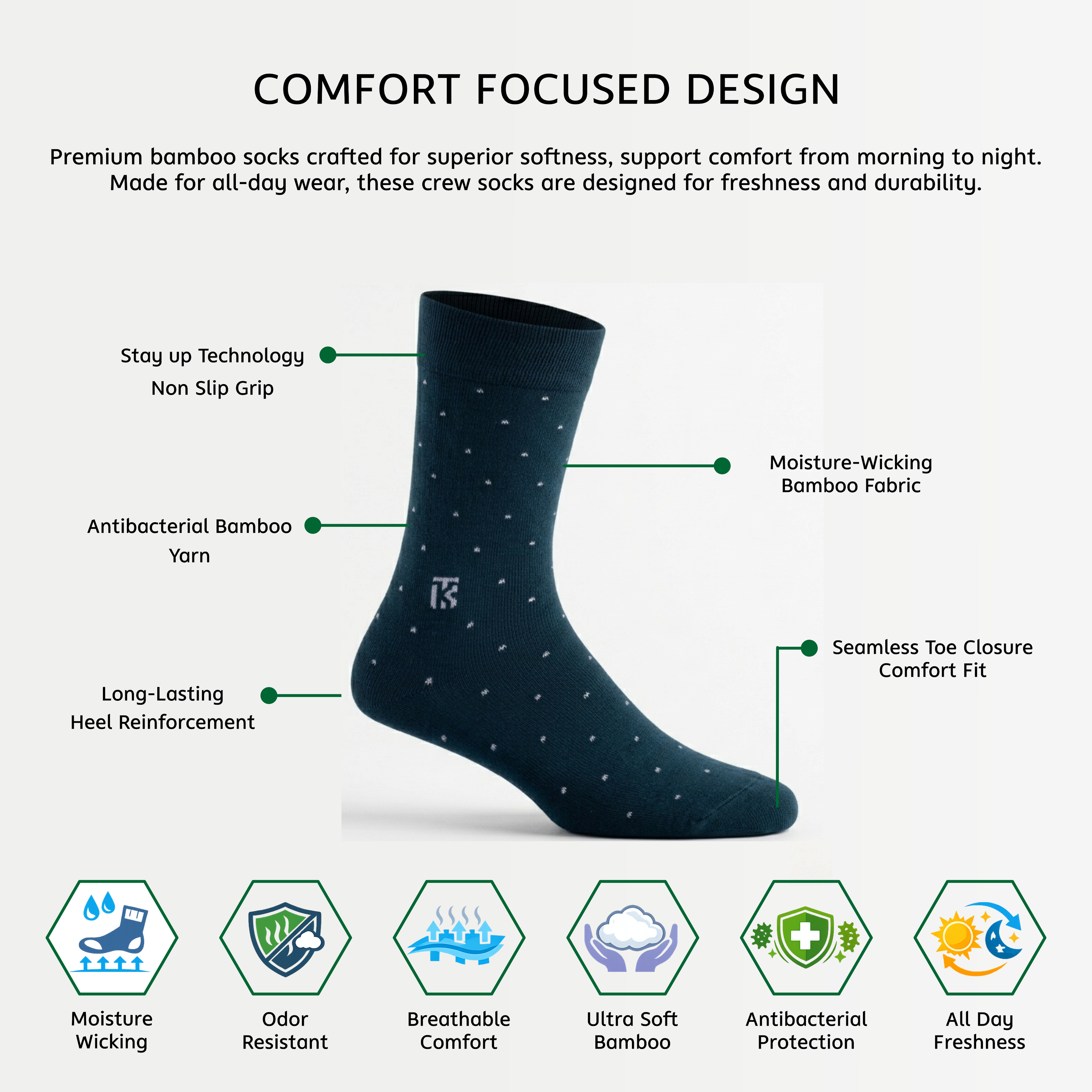 KIKITOES BAMBOO SOCKS | Breeze Dot | Benefits Image