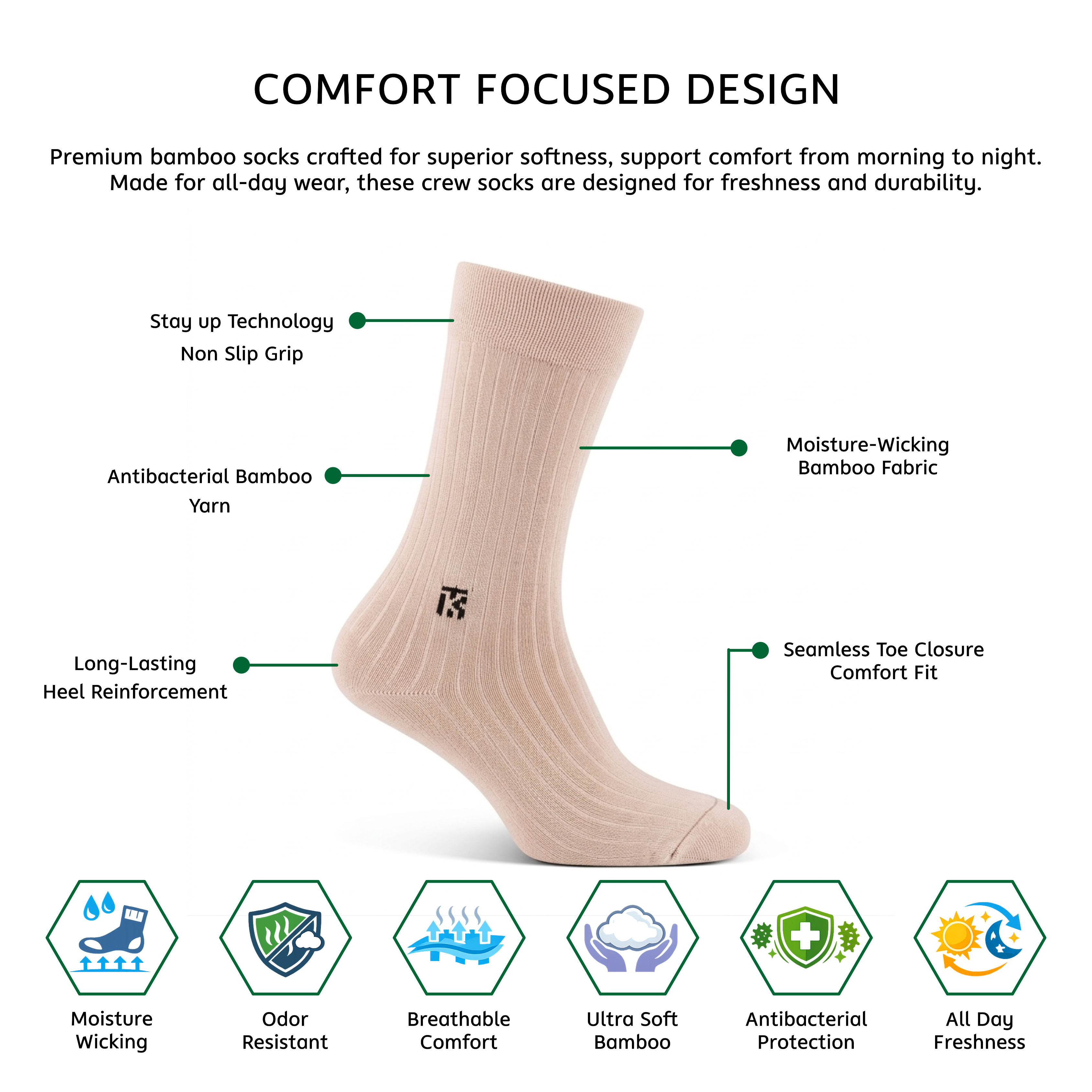 Benefits Premium Crew Socks for Men – Soft, breathable, and durable Crew Length Socks designed for everyday comfort. Explore long socks and men's crew socks perfect for work, sports, and casual wear.