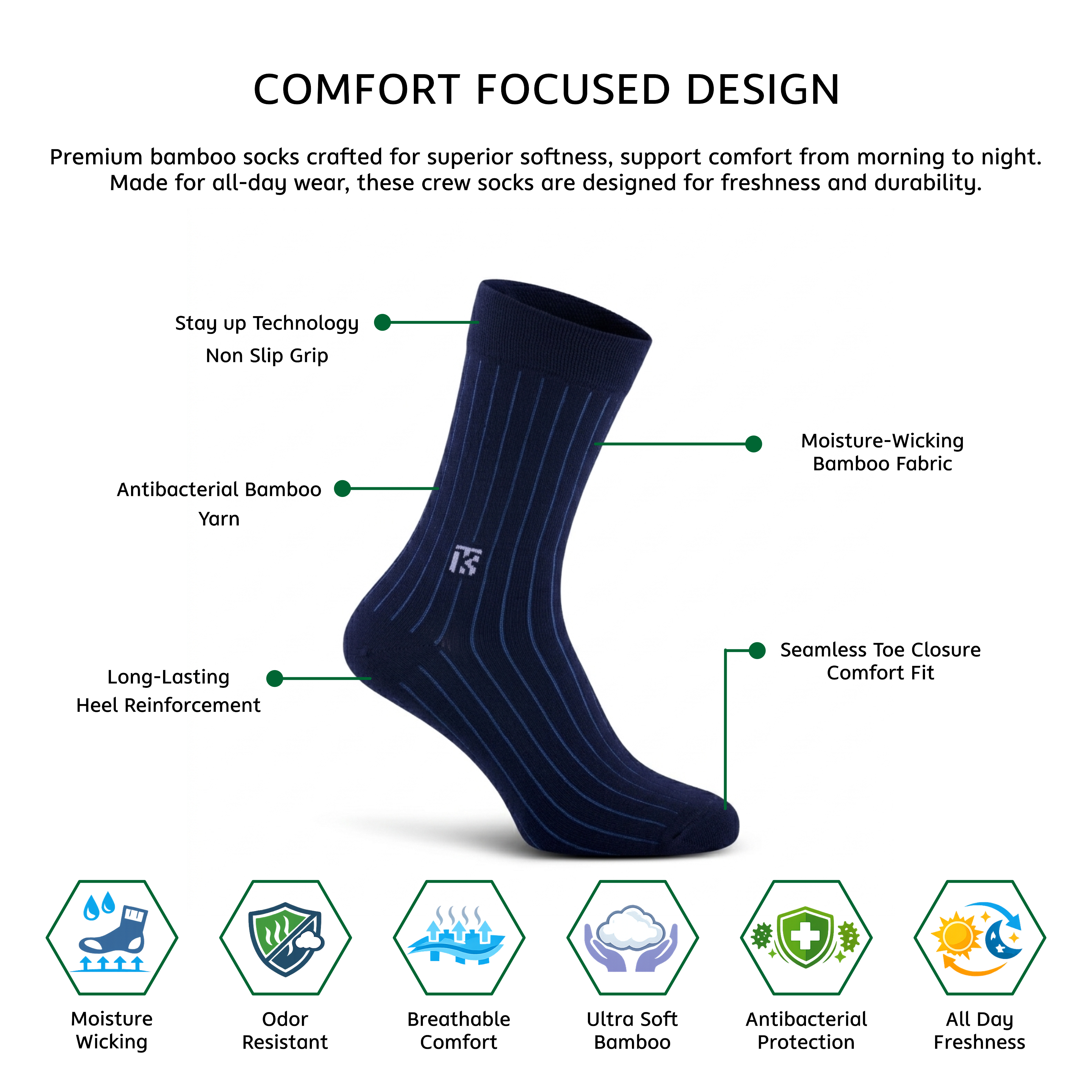 kikitoes navy blue ribbed bamboo socks benefits