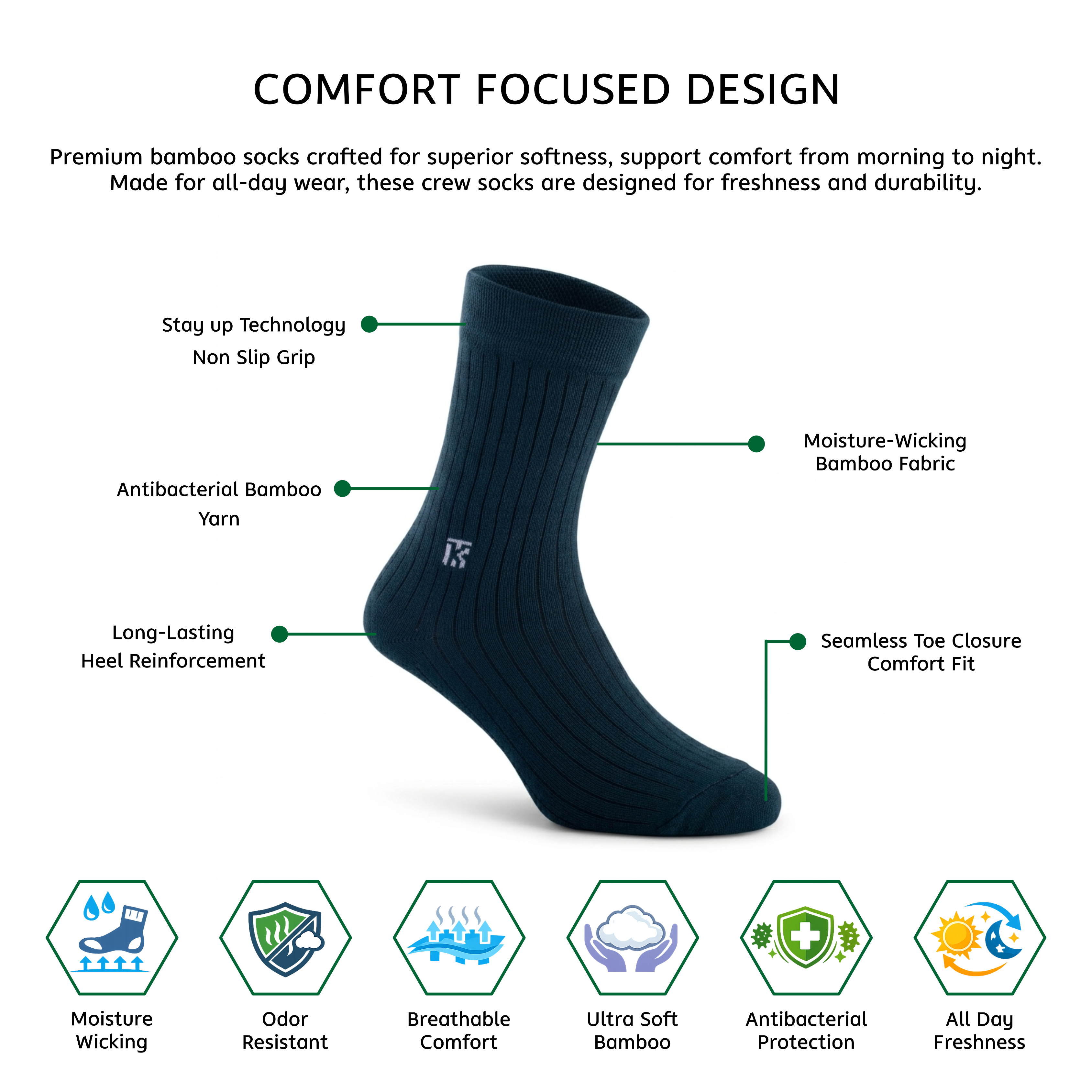 Inforgraphics Crew Socks | Crew Length Socks | Rib Socks