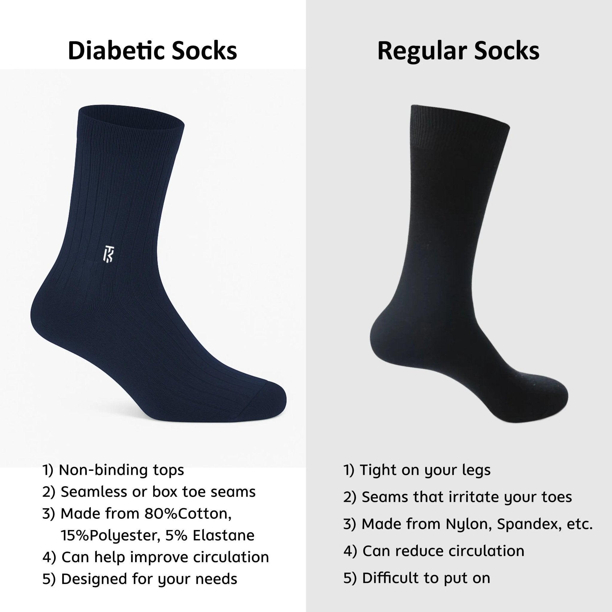 Diabetic Bamboo Socks Combo | Pack Of 3 | Navy BlueKikitoes